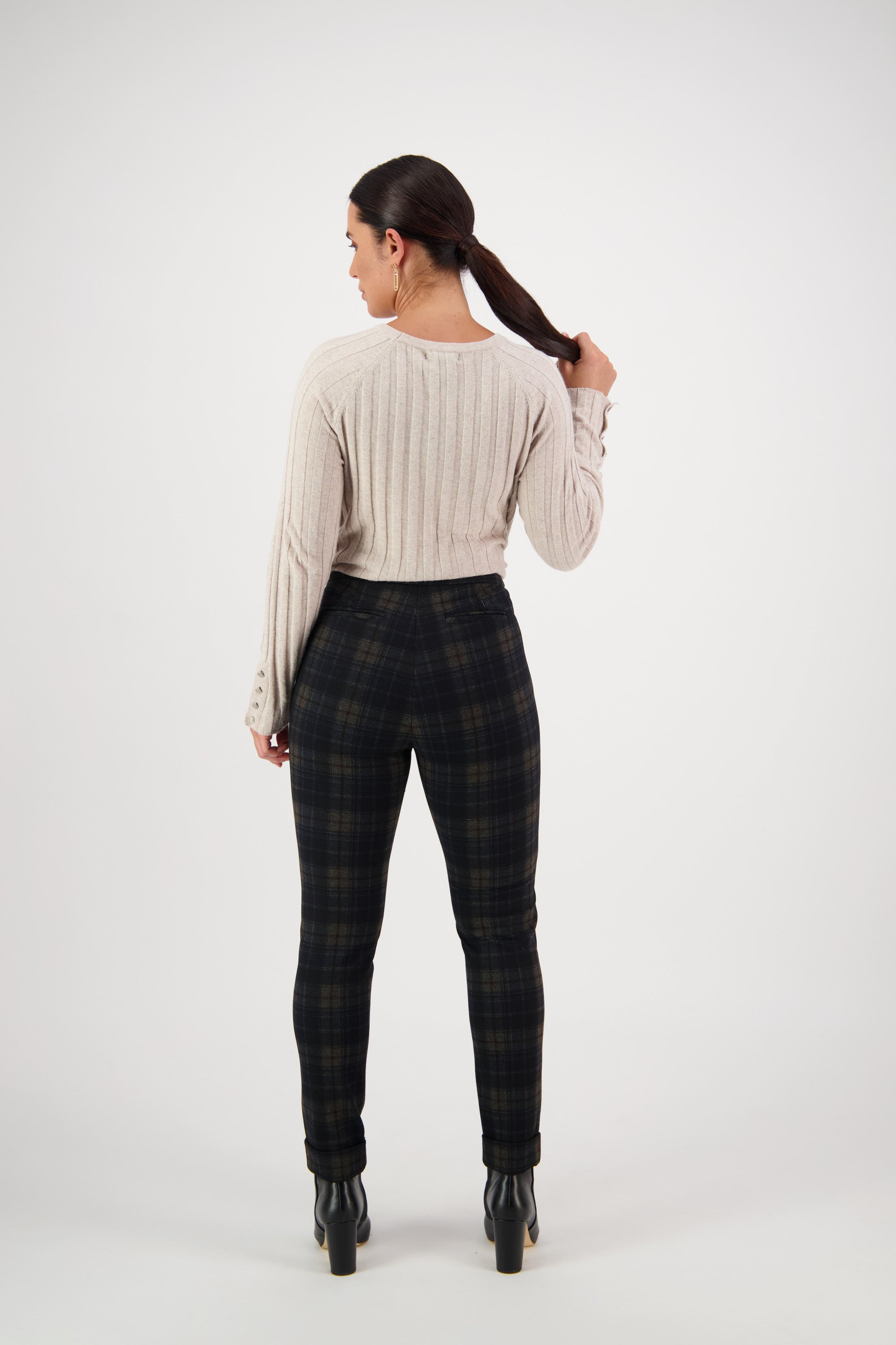 5894 Surrey - Skinny Leg Full Length Printed Ponti Pant with Cuff - Vassalli