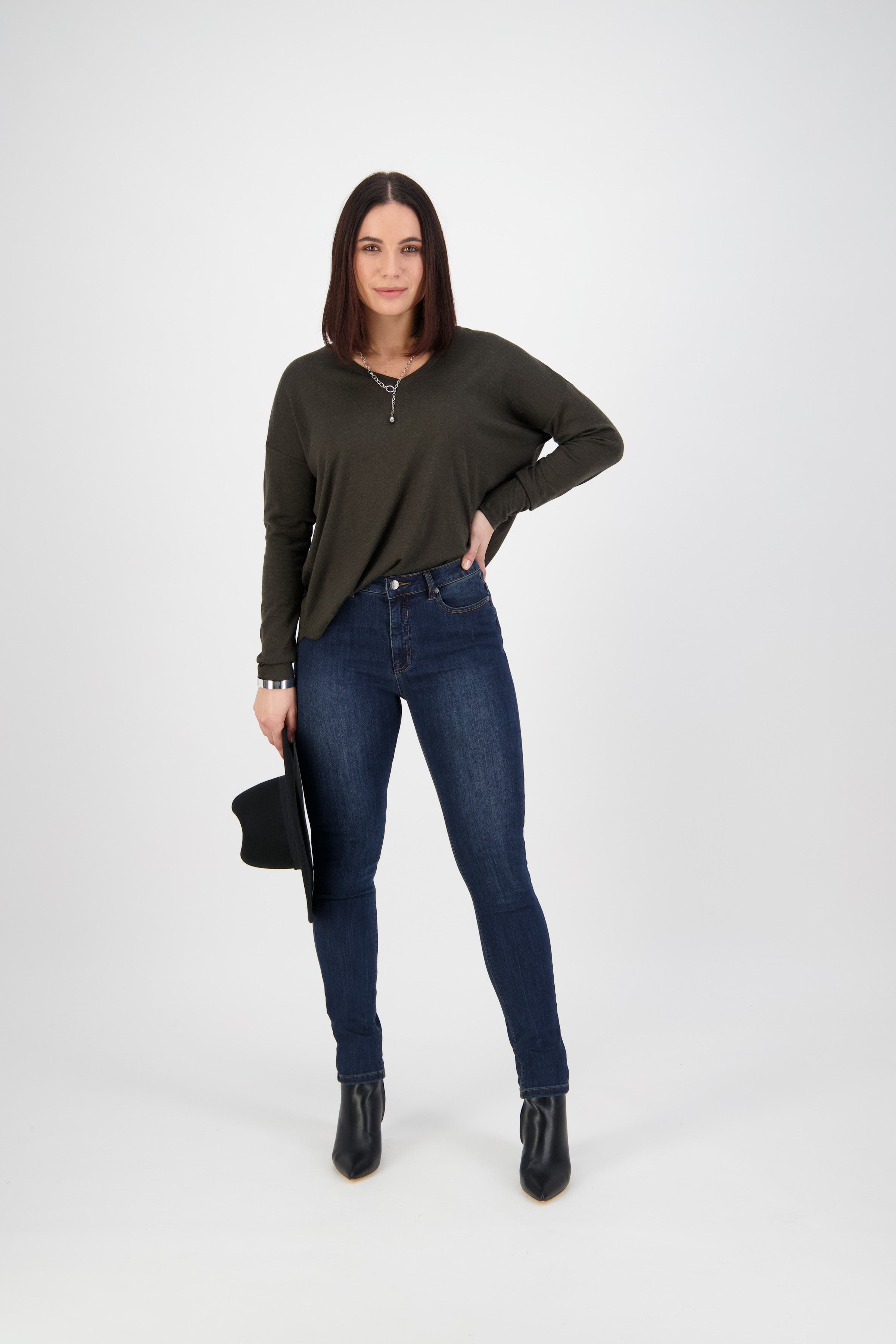 5897 Indigo - Skinny Leg Full Length Jean - Vassalli