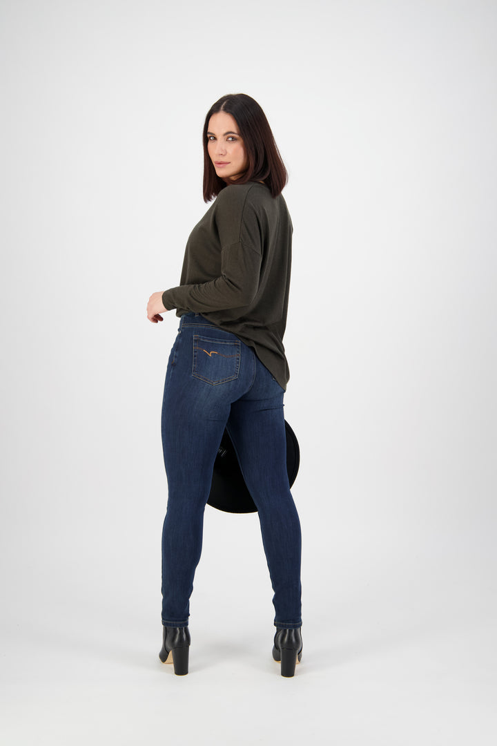 5897 Indigo - Skinny Leg Full Length Jean - Vassalli