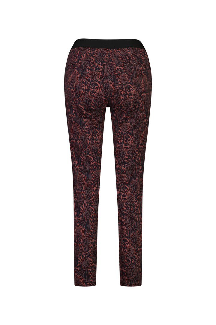 5899A Protea - Skinny Leg Ankle Grazer Printed Pant with Elastic Back Waist - Vassalli