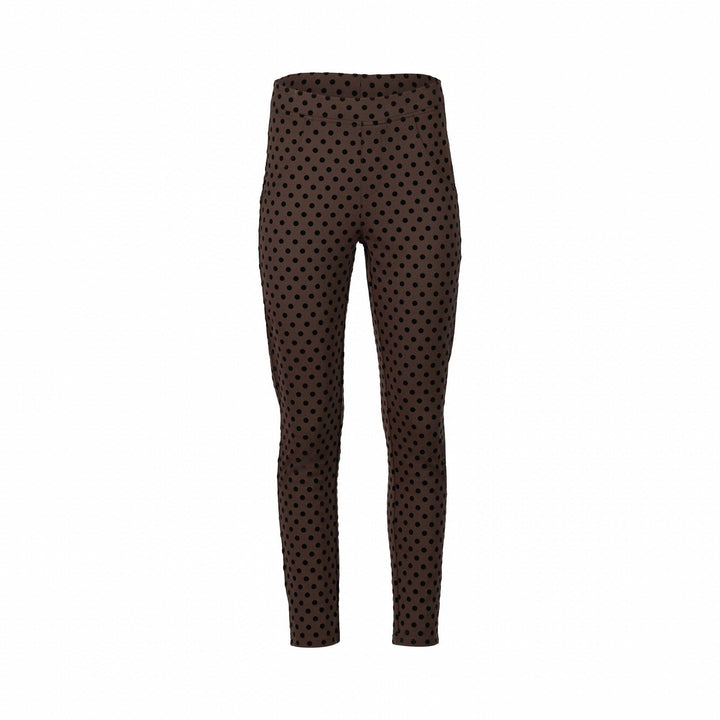 5903 Chocolate - Skinny Leg Ankle Grazer Printed Ponti Pull-On - Vassalli