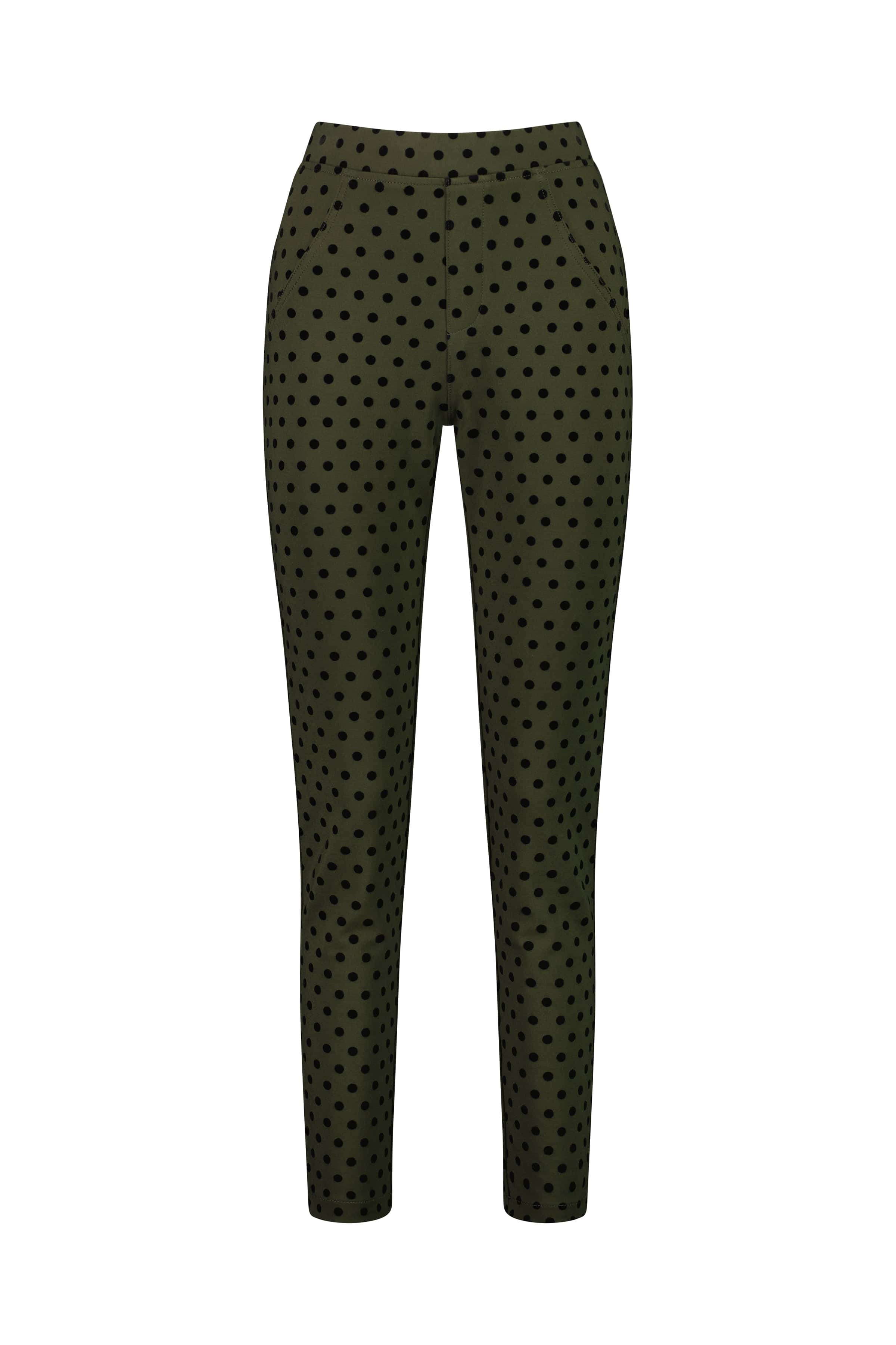 5903 Khaki - Skinny Leg Ankle Grazer Printed Ponti Pull-On - Vassalli