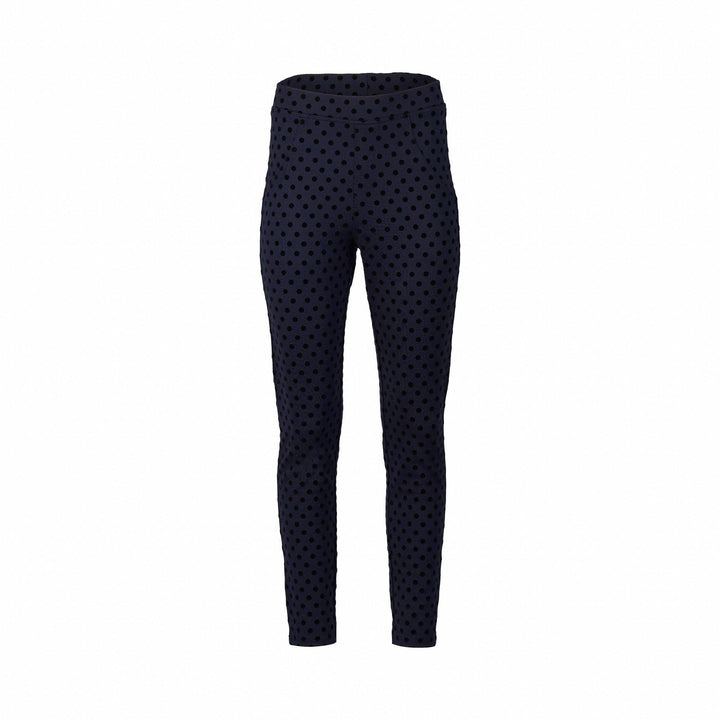 5903 Navy - Skinny Leg Ankle Grazer Printed Ponti Pull-On - Vassalli