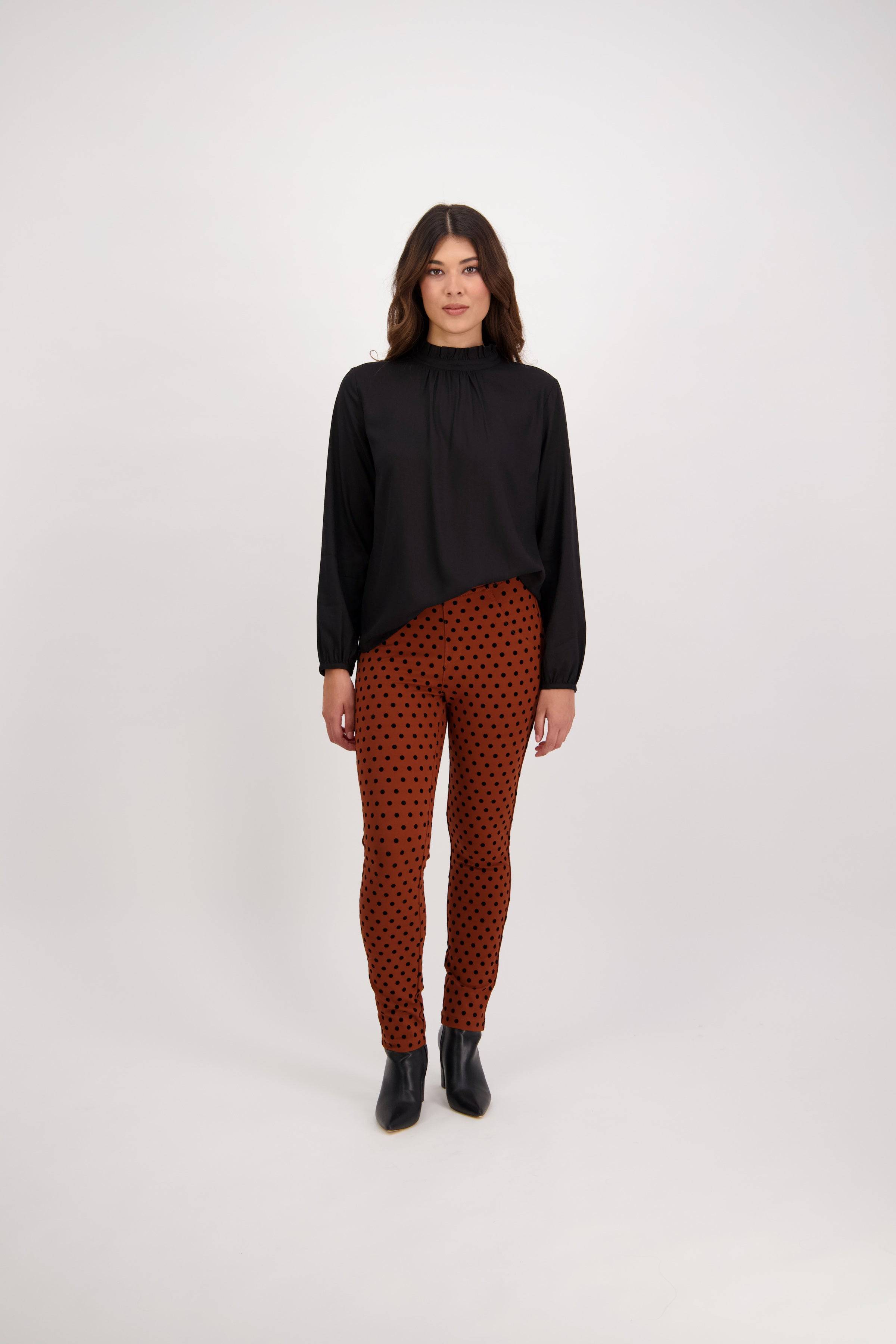 5903 Rustic - Skinny Leg Ankle Grazer Printed Ponti Pull-On - Vassalli