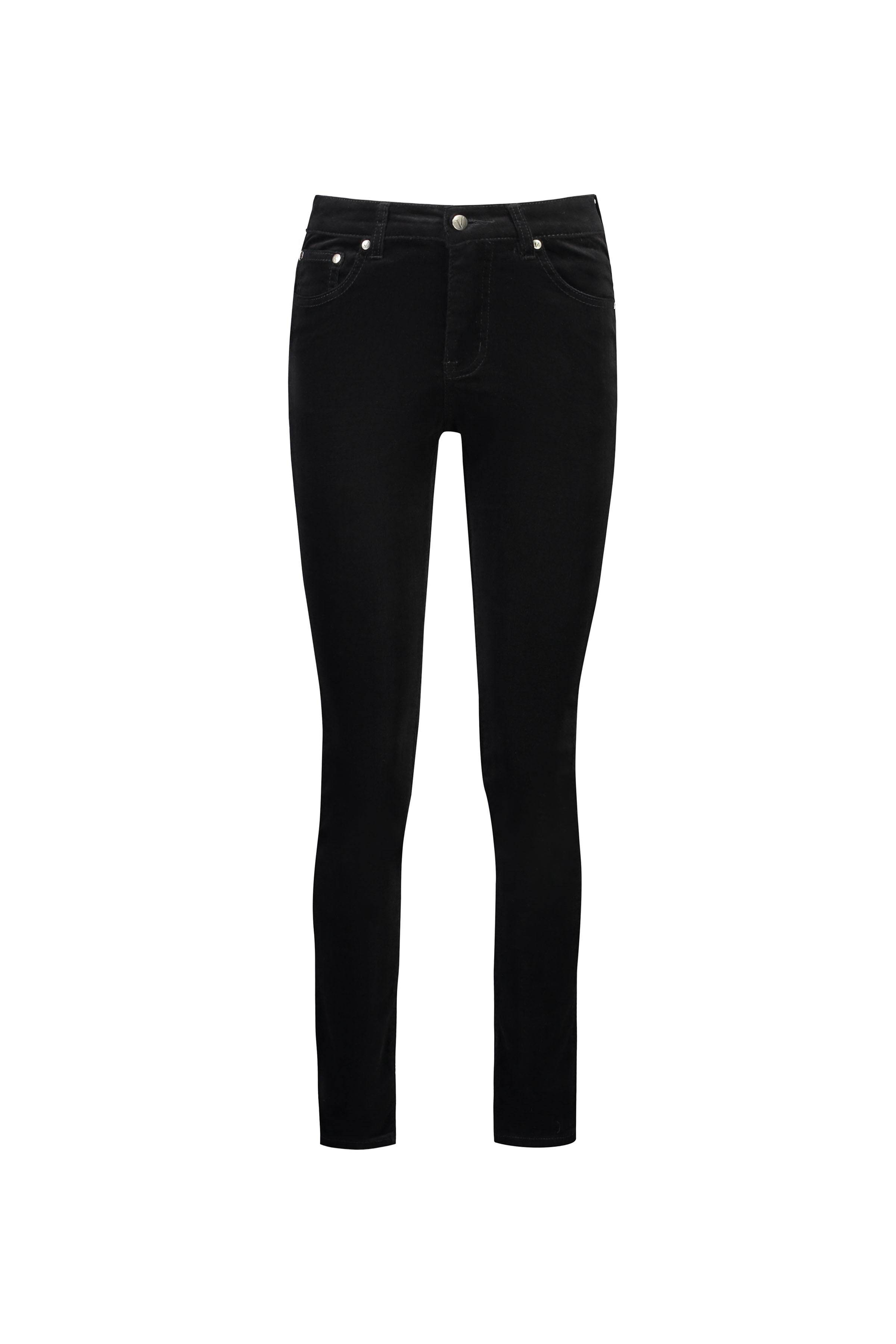 5910M Black - Narrow Leg Full Length Pinwale Cord Pant with Fly - Vassalli