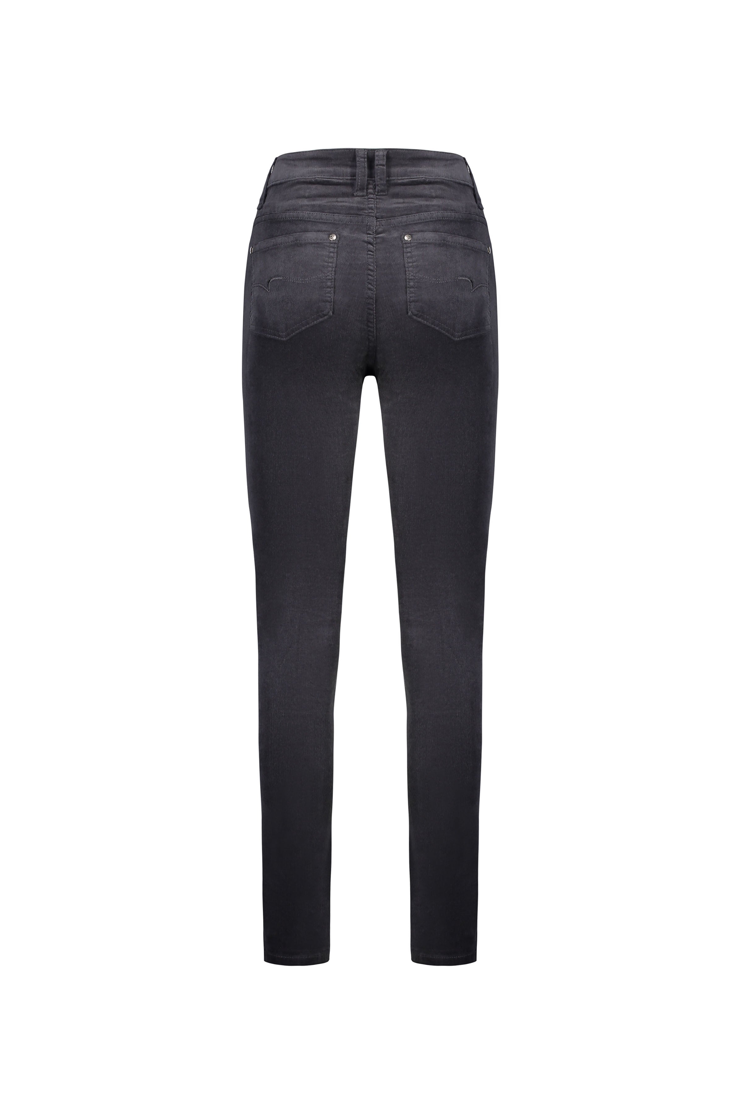 5910M Charcoal - Narrow Leg Full Length Pinwale Cord Pant with Fly - Vassalli