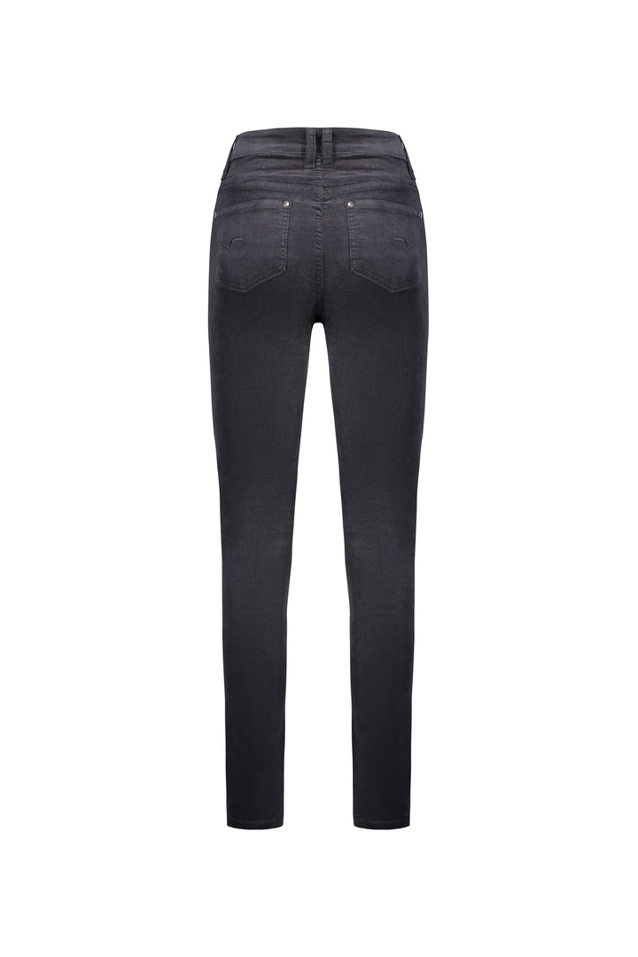 5910M Charcoal - Narrow Leg Full Length Pinwale Cord Pant with Fly - Vassalli