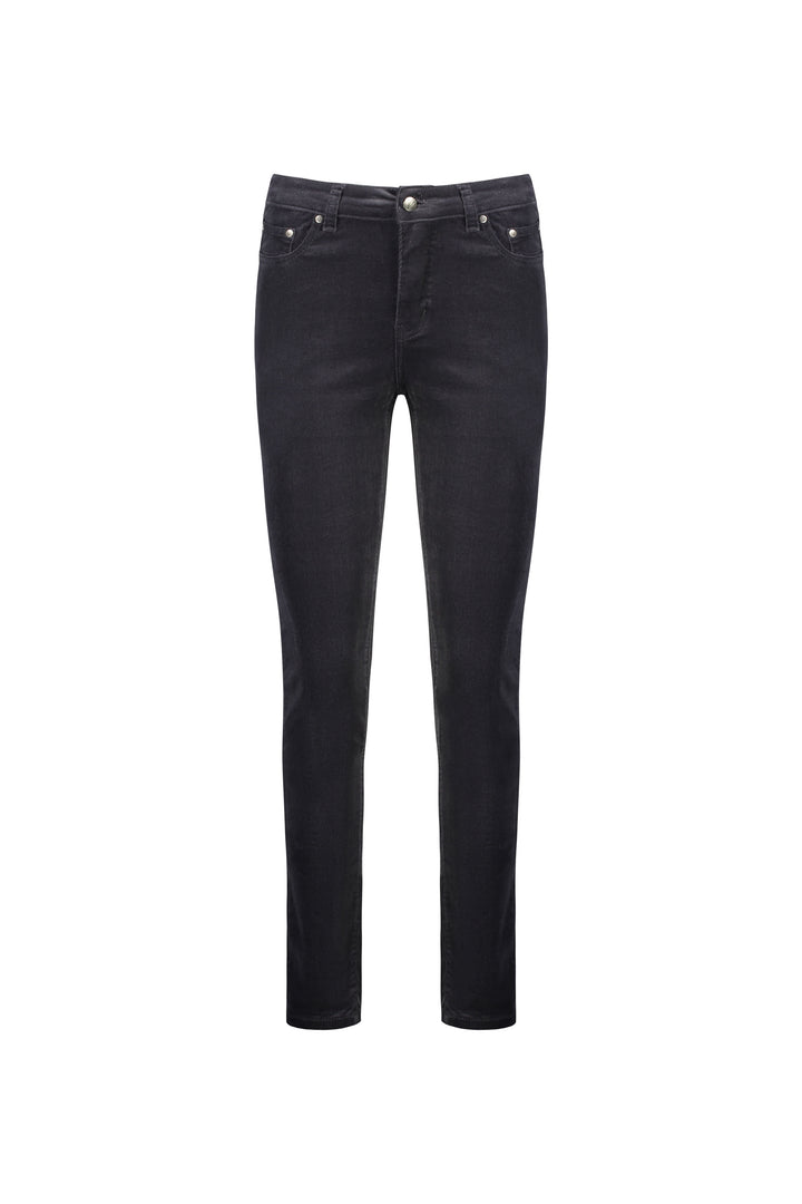5910M Charcoal - Narrow Leg Full Length Pinwale Cord Pant with Fly - Vassalli