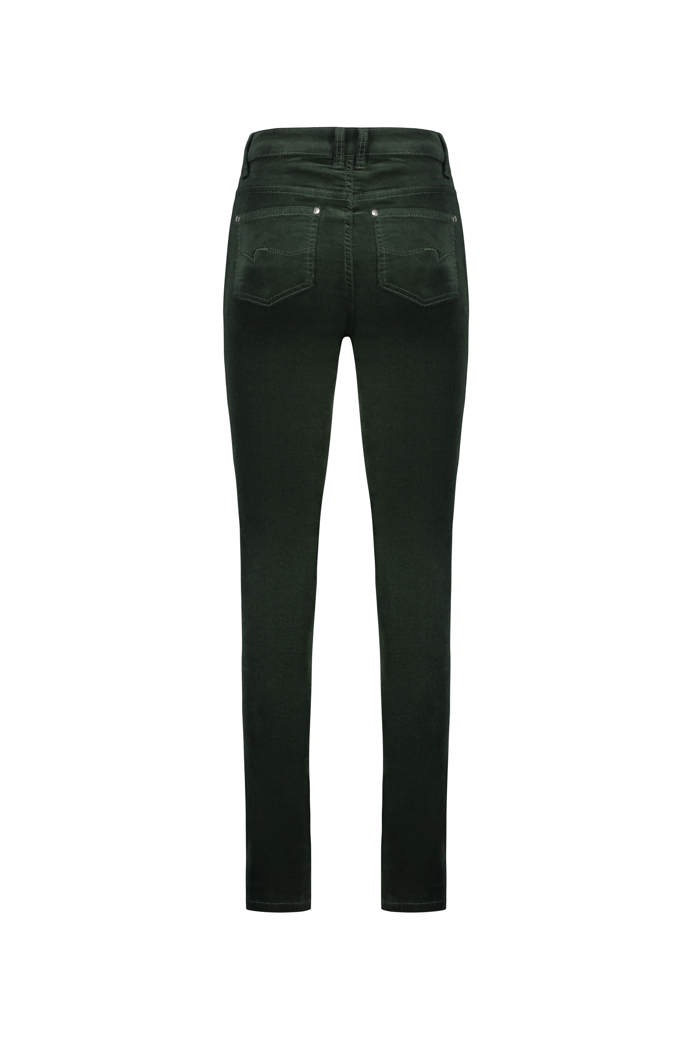 5910M Forest - Narrow Leg Full Length Pinwale Cord Pant with Fly - Vassalli