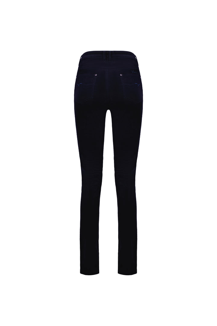 5910M Midnight - Narrow Leg Full Length Pinwale Cord Pant with Fly - Vassalli