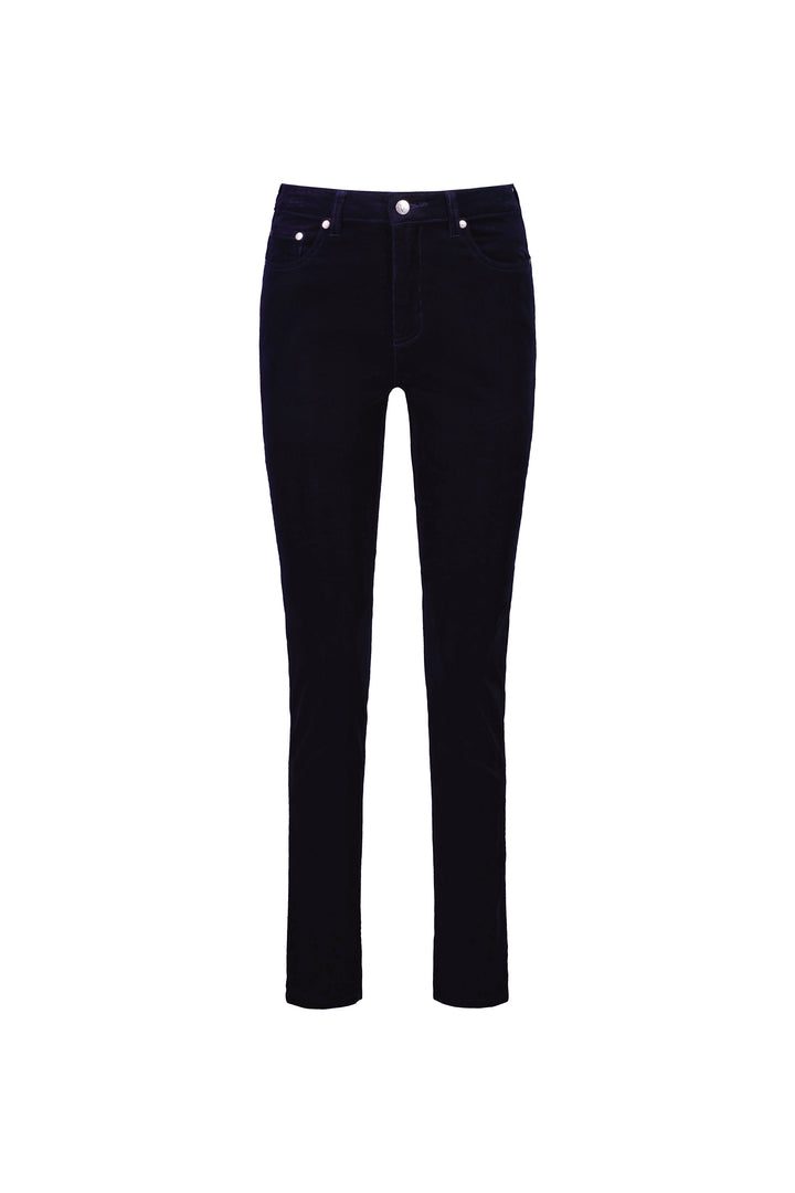 5910M Midnight - Narrow Leg Full Length Pinwale Cord Pant with Fly - Vassalli