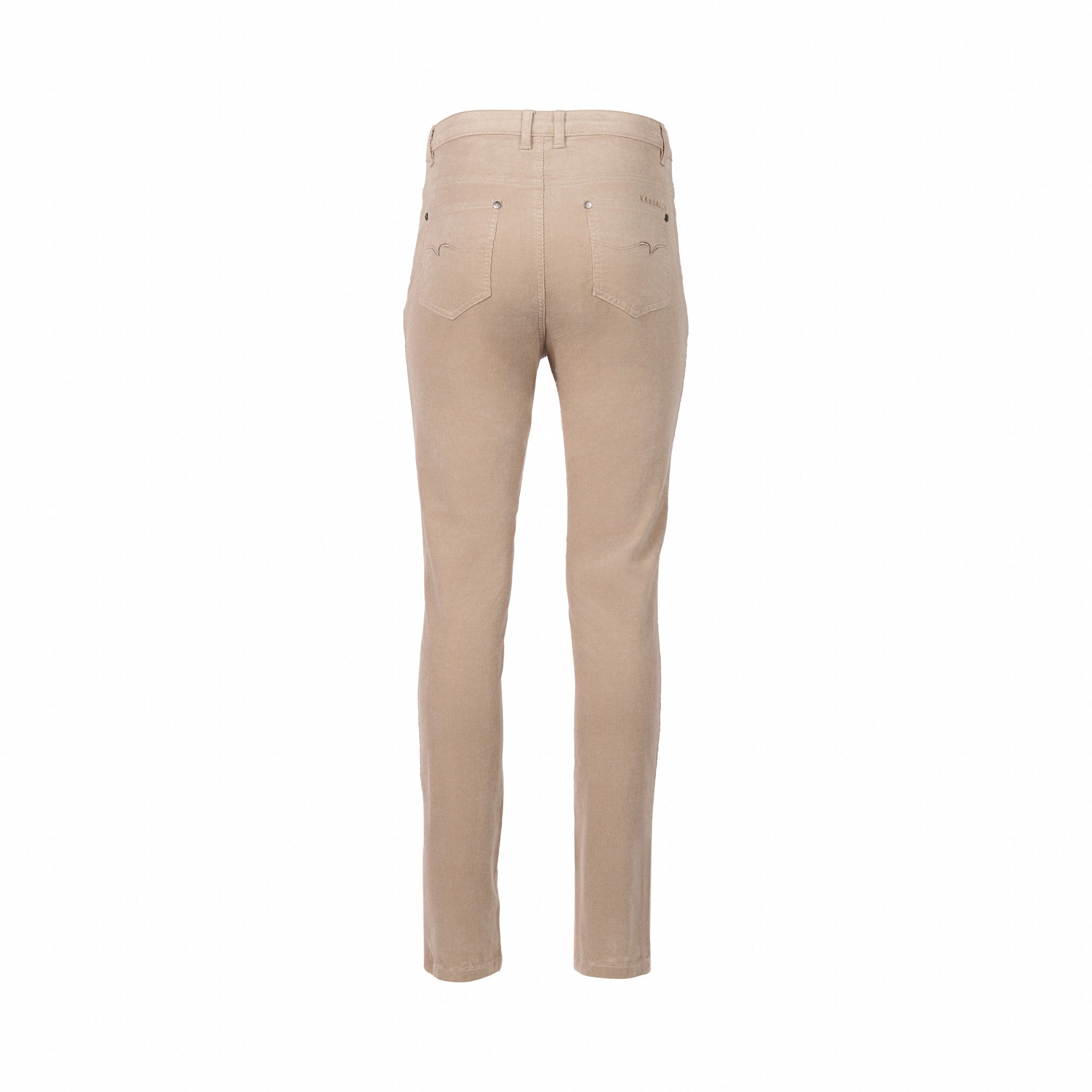 5910M Oat - Narrow Leg Full Length Pinwale Cord Pant with Fly - Vassalli