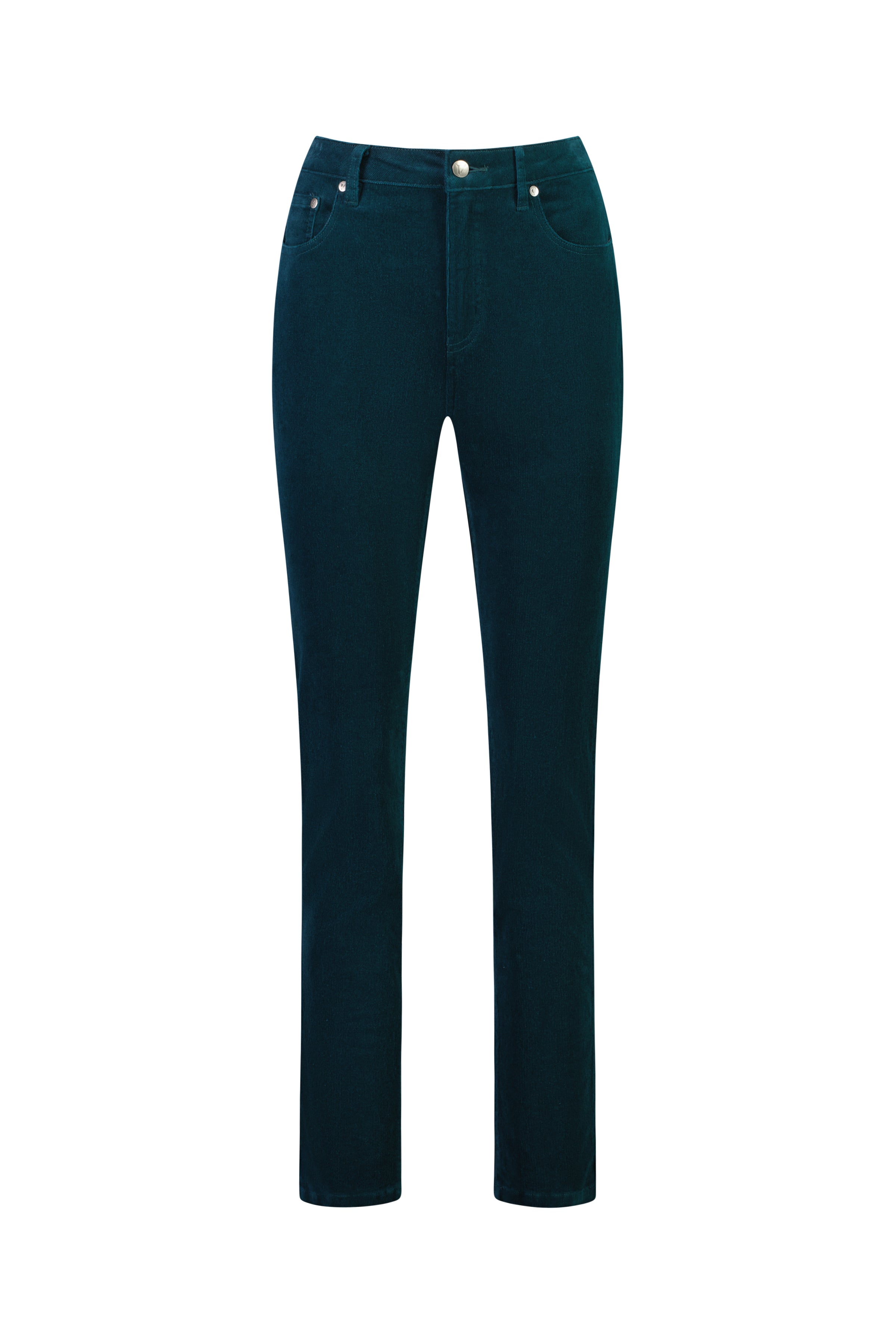 5910M Peacock - Narrow Leg Full Length Pinwale Cord Pant with Fly - Vassalli