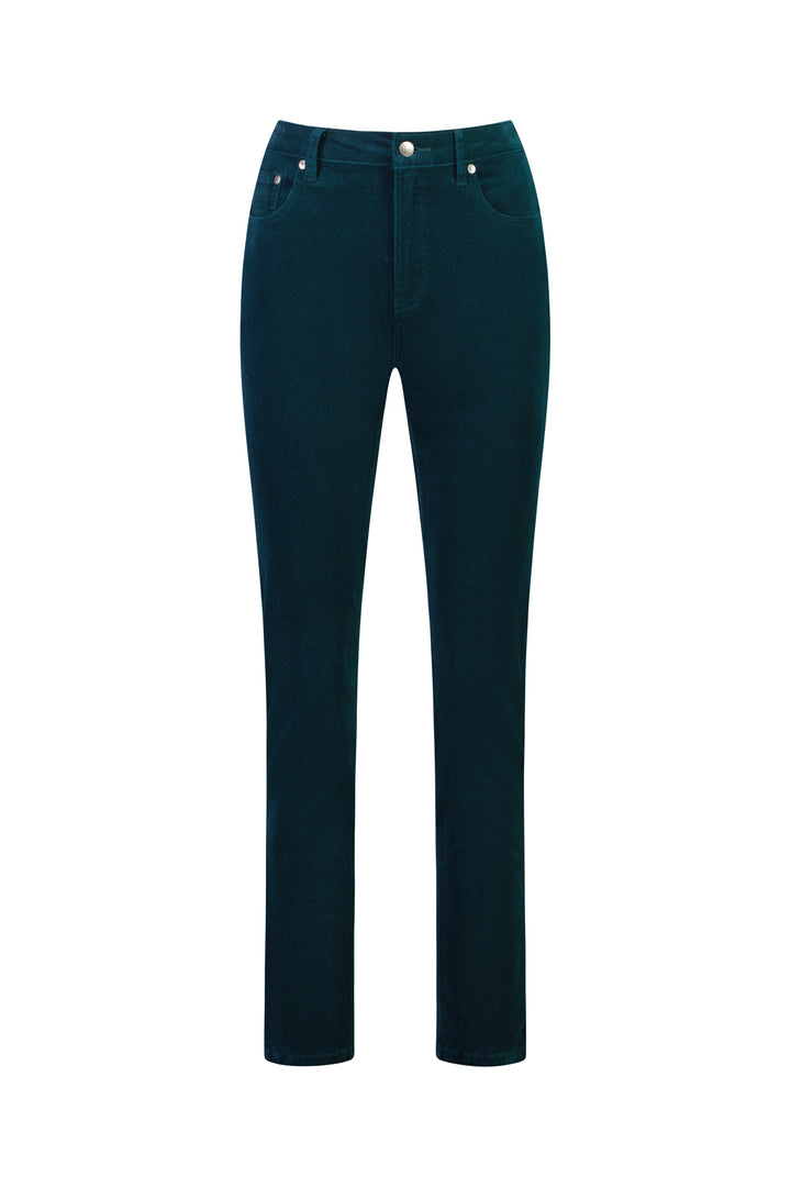 5910M Peacock - Narrow Leg Full Length Pinwale Cord Pant with Fly - Vassalli