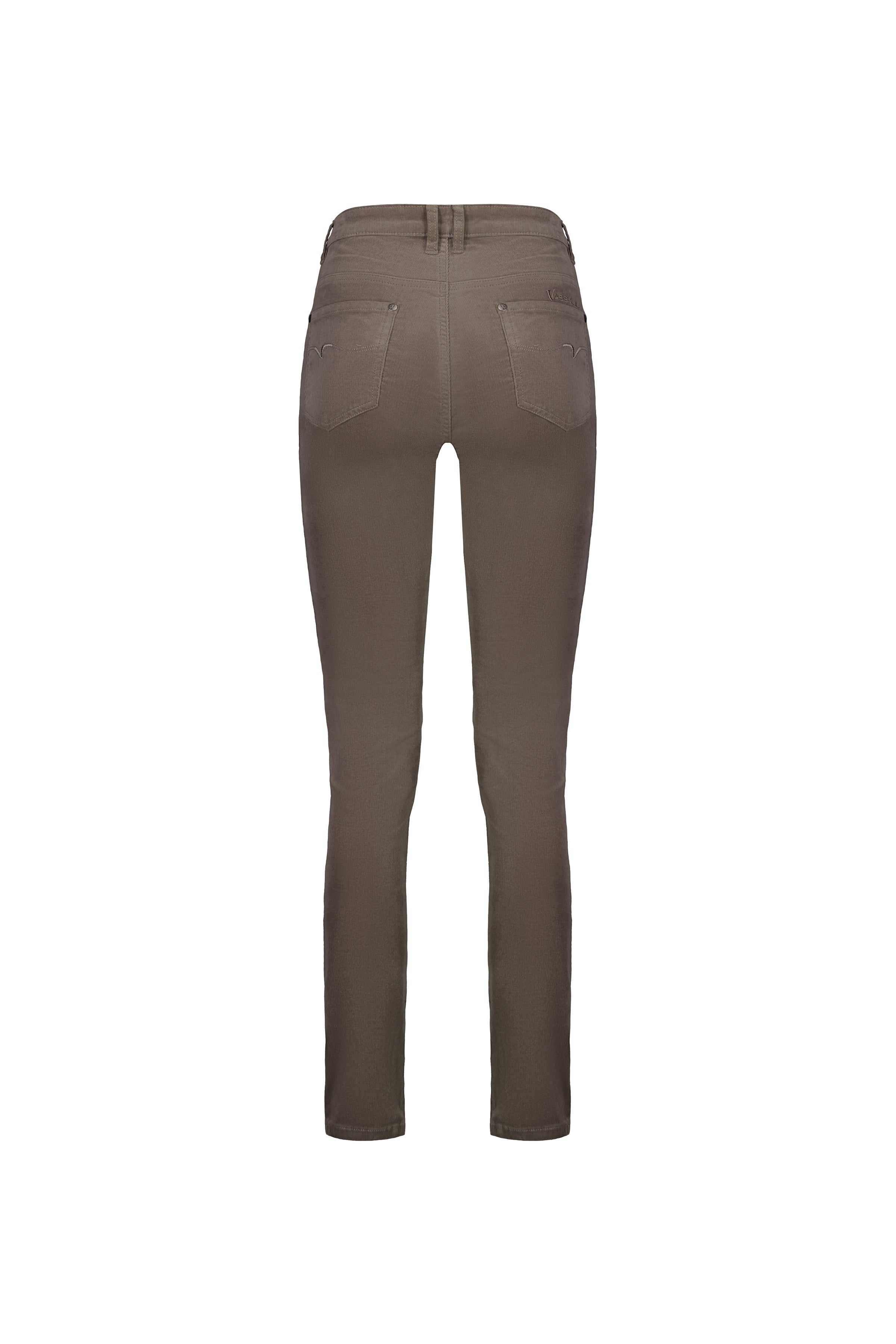 5910M Taupe - Narrow Leg Full Length Pinwale Cord Pant with Fly - Vassalli
