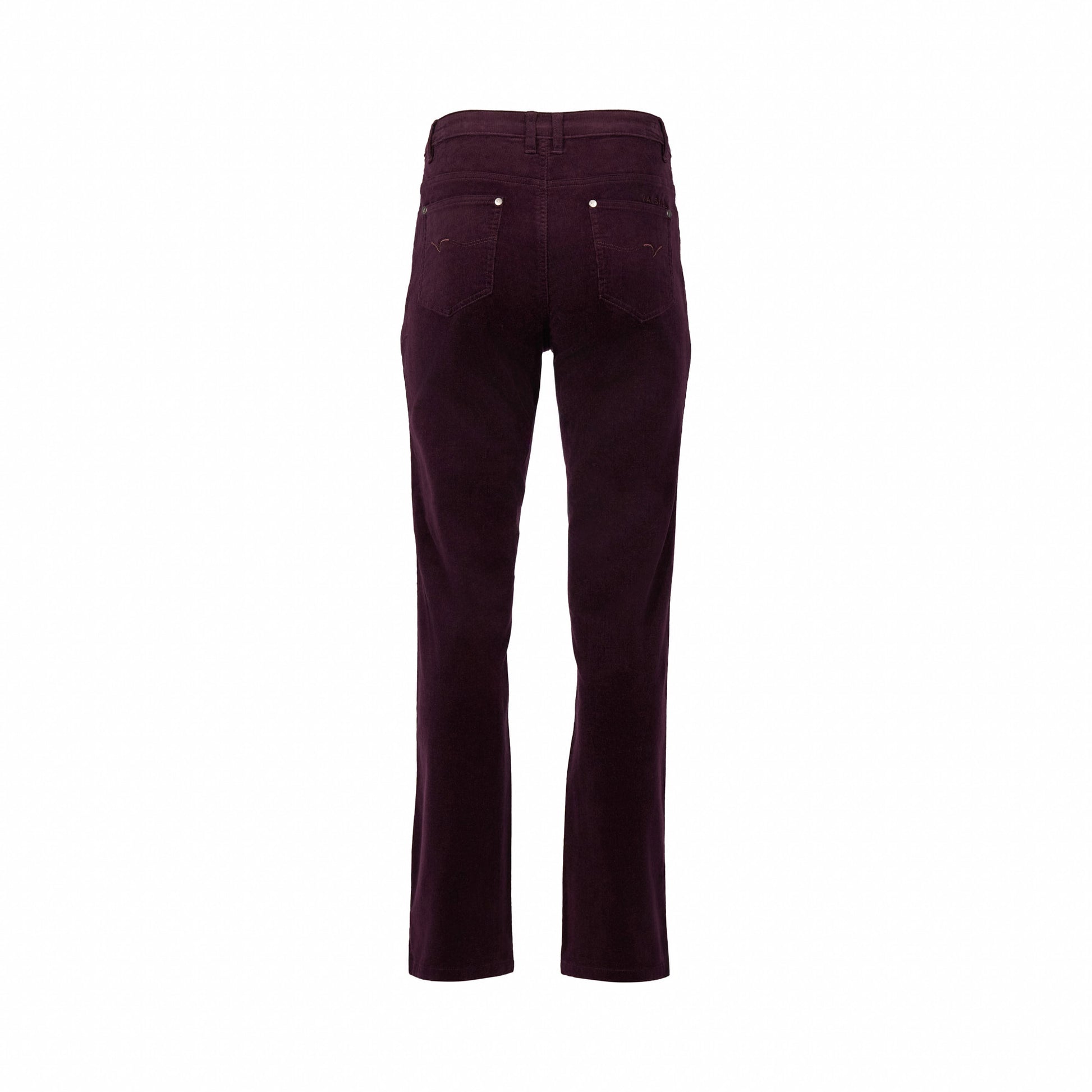 5911M Mulberry - Straight Leg Full Length Pinwale Cord Pant with Fly - Vassalli