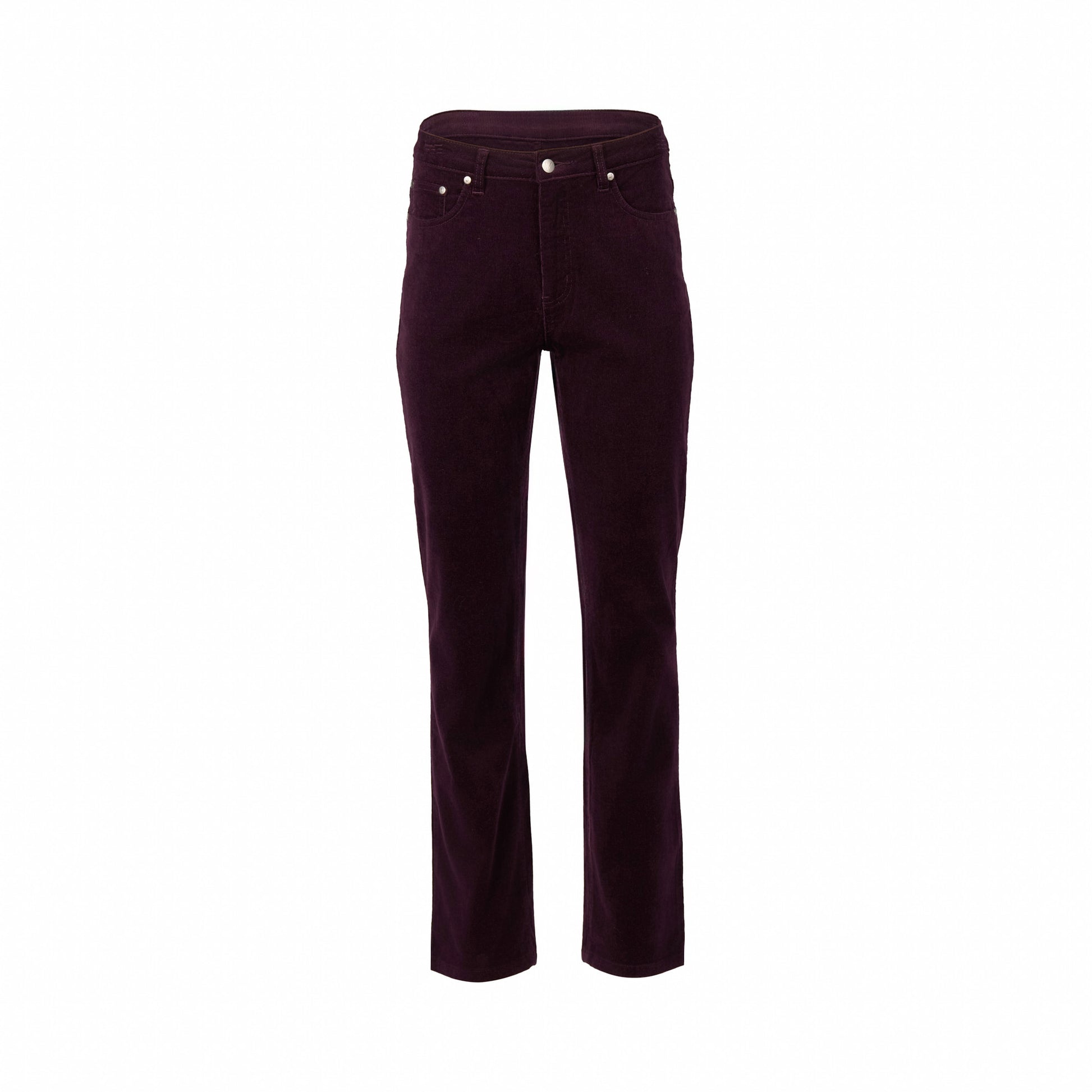 5911M Mulberry - Straight Leg Full Length Pinwale Cord Pant with Fly - Vassalli