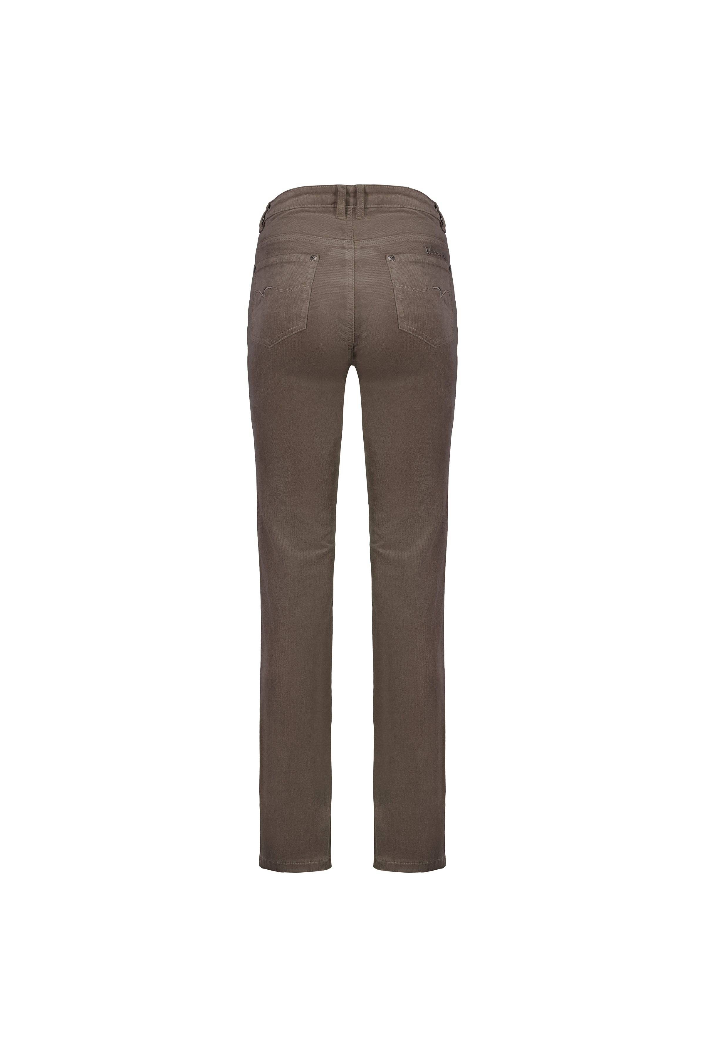 5911M Taupe - Straight Leg Full Length Pinwale Cord Pant with Fly - Vassalli