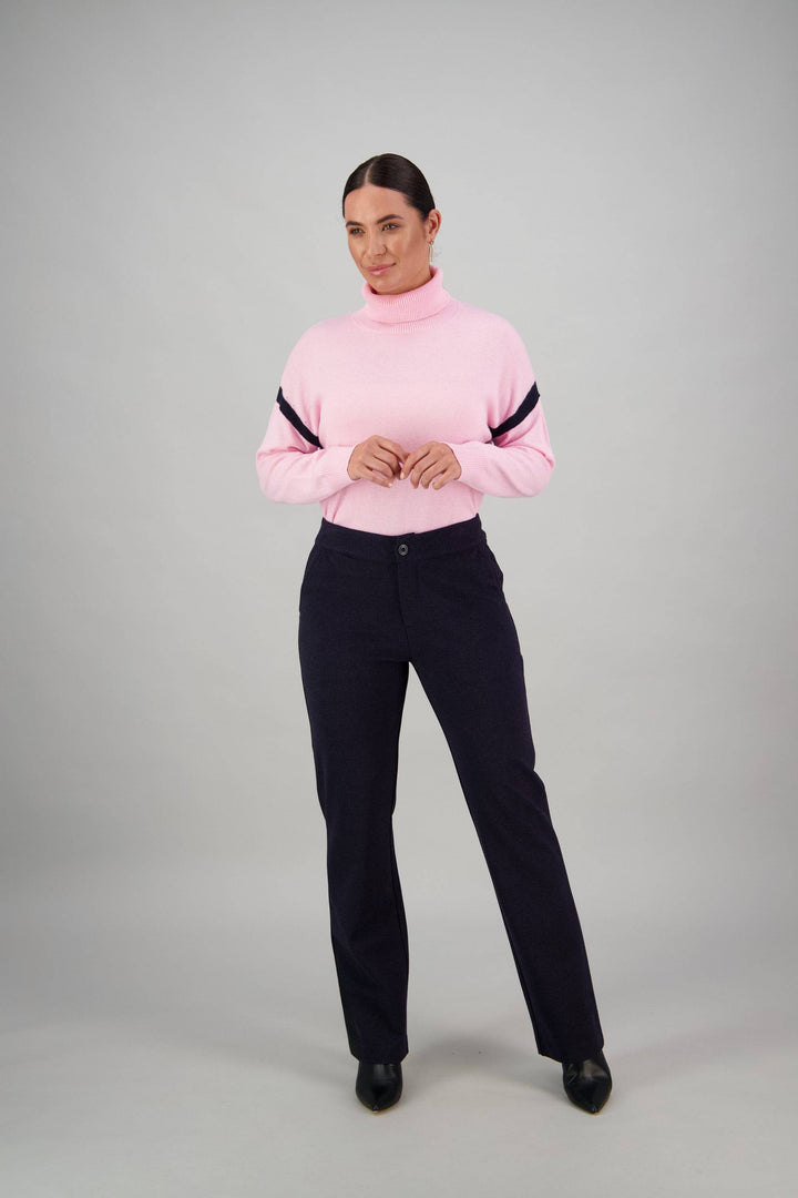 5952A Straight Leg Pant - Navy Marle - Vassalli