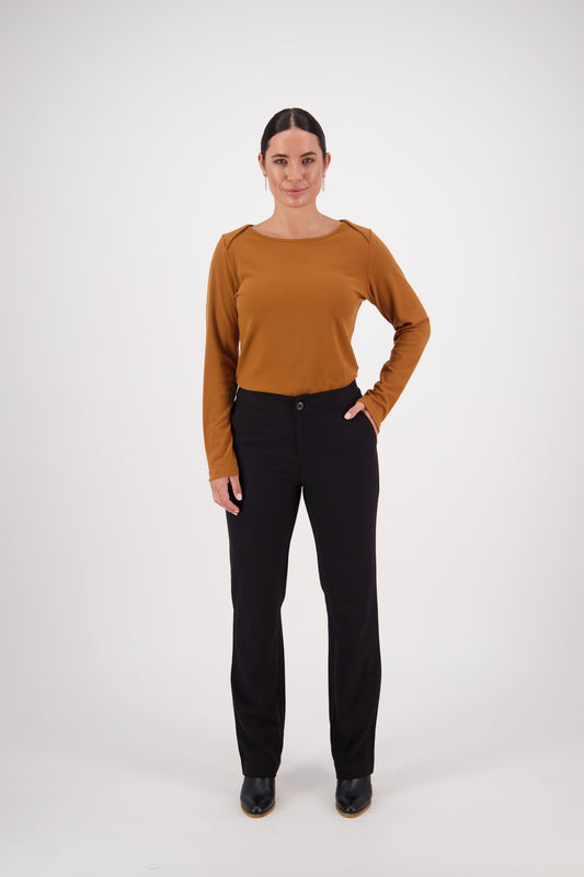 5952AW Black - Straight Leg Full Length Dress Pant - Vassalli