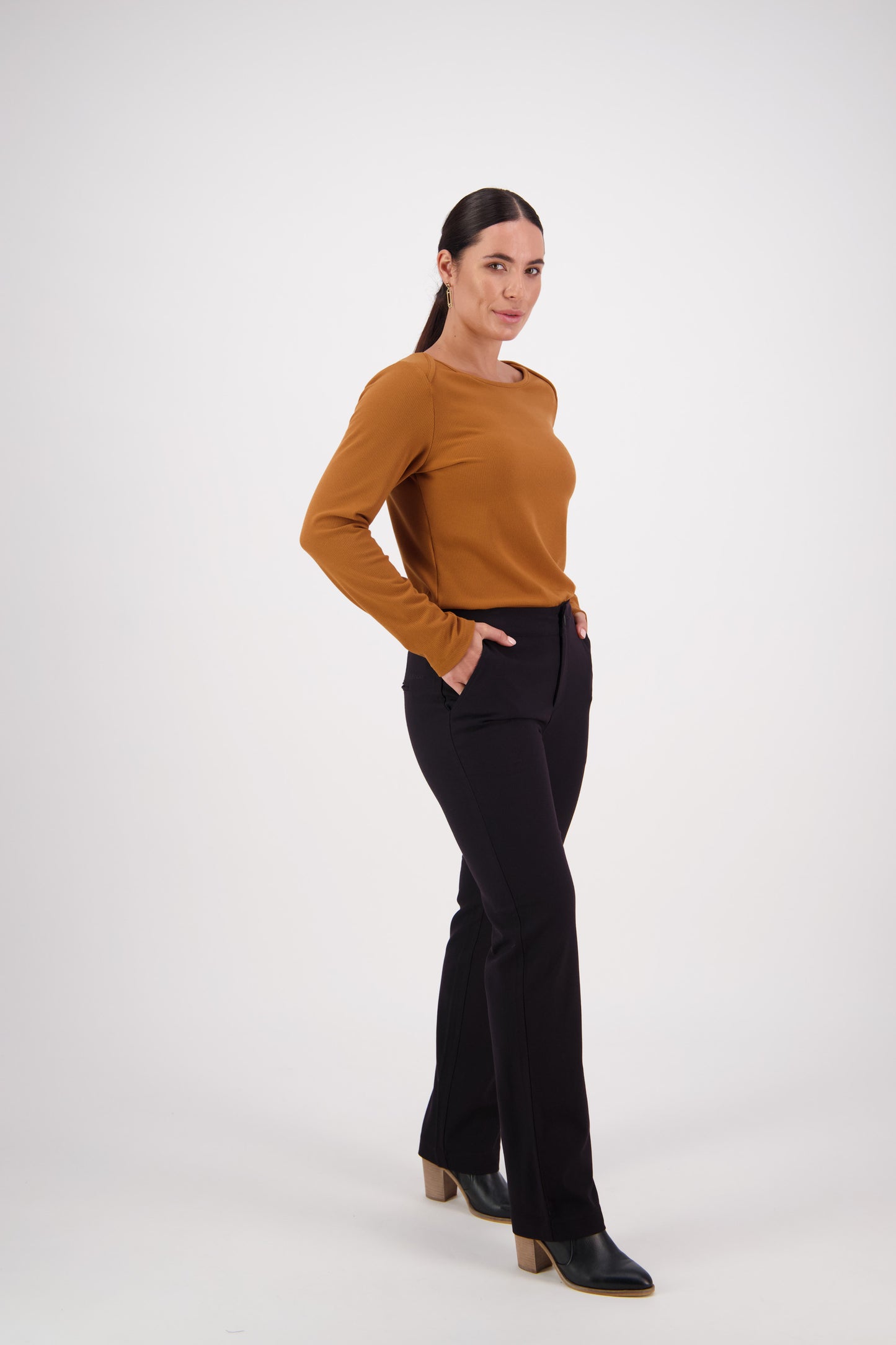 5952AW Black - Straight Leg Full Length Dress Pant - Vassalli