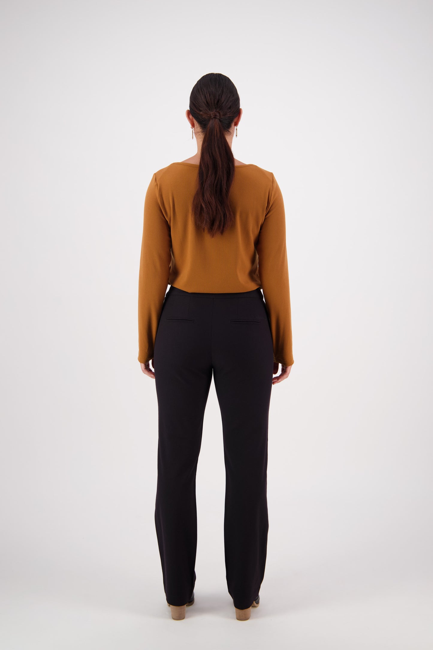 5952AW Black - Straight Leg Full Length Dress Pant - Vassalli