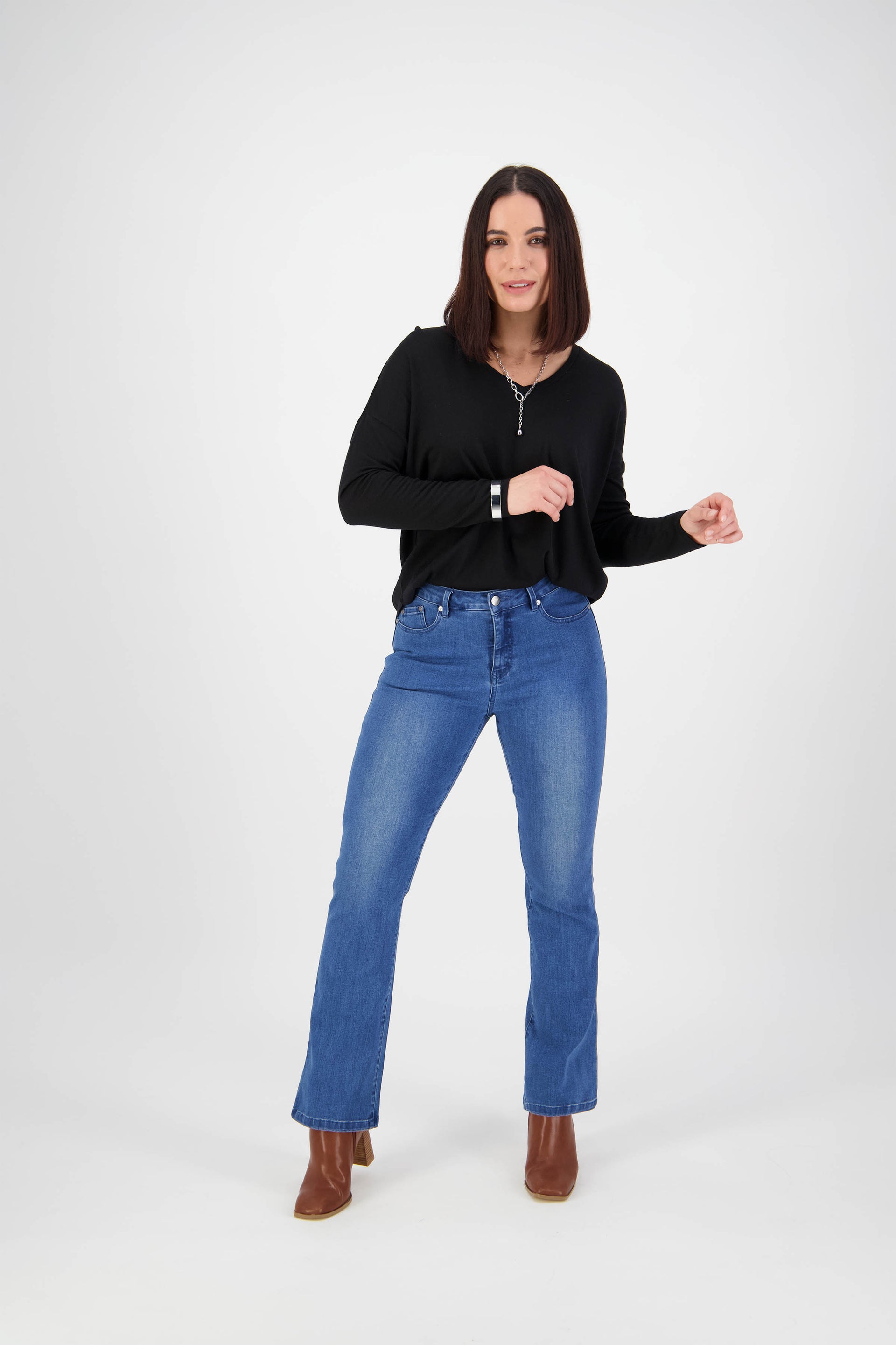 5955 Blue Denim - Bootleg Full Length Jean - Vassalli