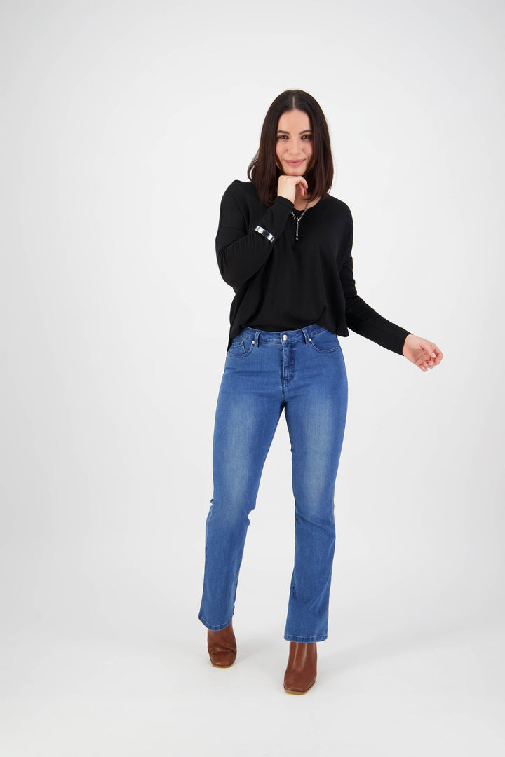 5955 Blue Denim - Bootleg Full Length Jean - Vassalli