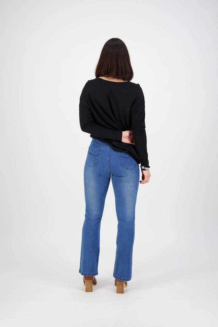 5955 Blue Denim - Bootleg Full Length Jean - Vassalli