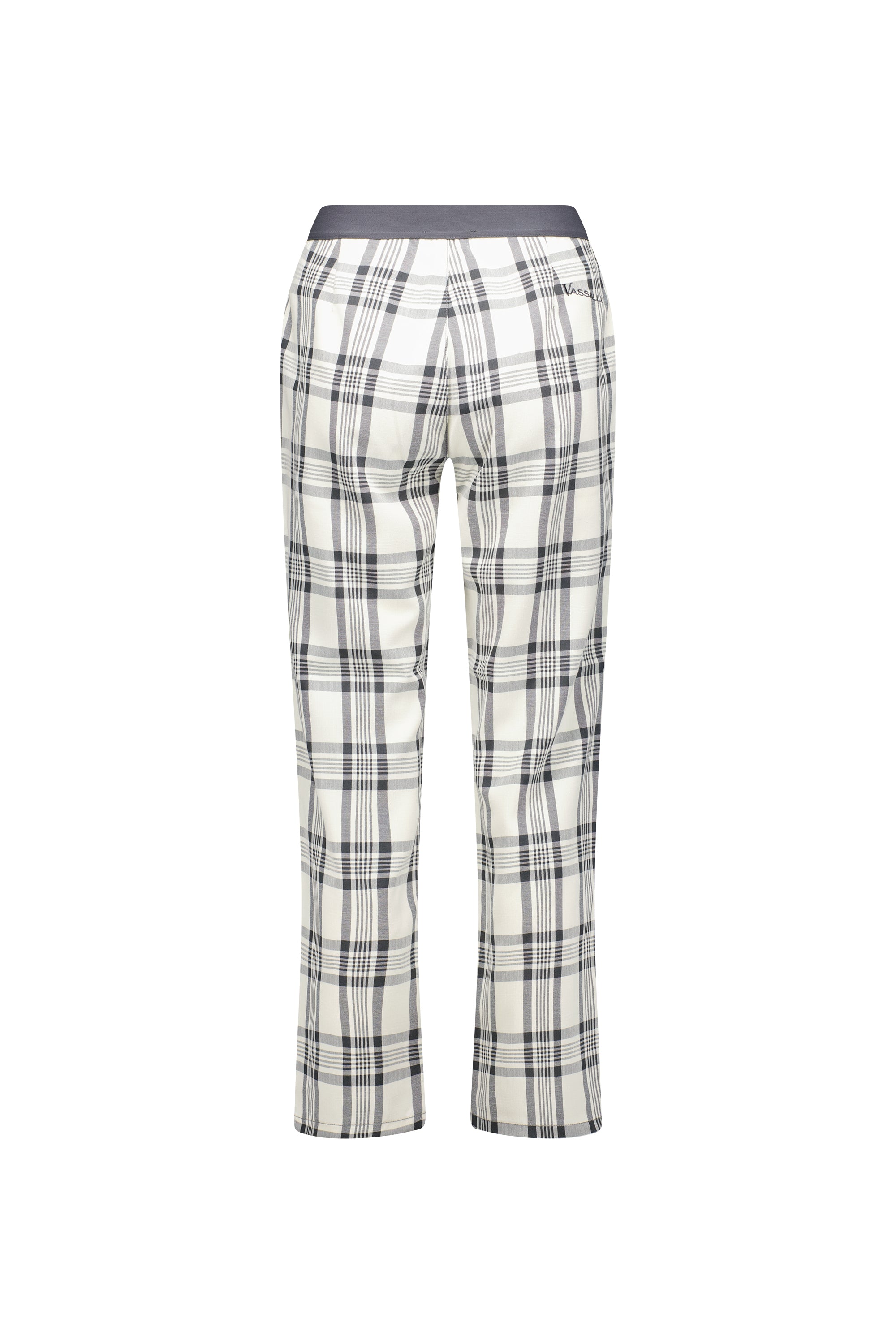 5963A Slate/Off White - Slim Leg 7/8 Pant with Fly - Vassalli