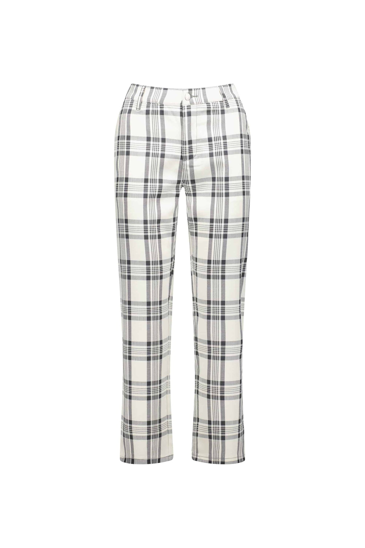 Vassalli 7/8 Pant with Fly in Slate/Off White features a straight-leg design, stretch fabric for comfort, belt loops, and side pockets. Displayed on a white background.