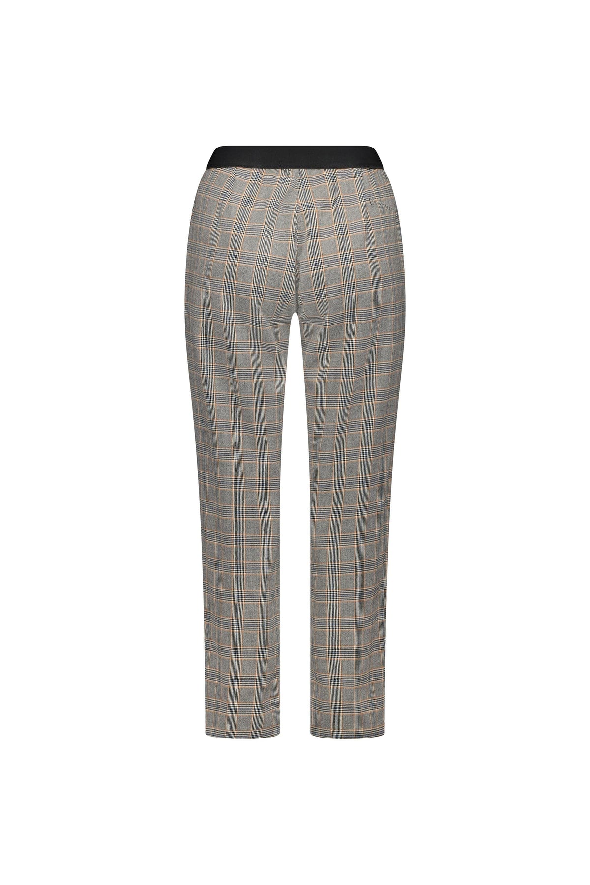 Back view of the Vassalli 7/8 Pant with Fly in tangerine check, featuring a modern slim fit and flattering 7/8 length.