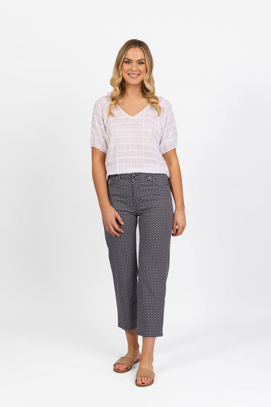 5973LW Nori - Plain Lightweight Slim Leg 7/8 Length Pant With Fly - Vassalli