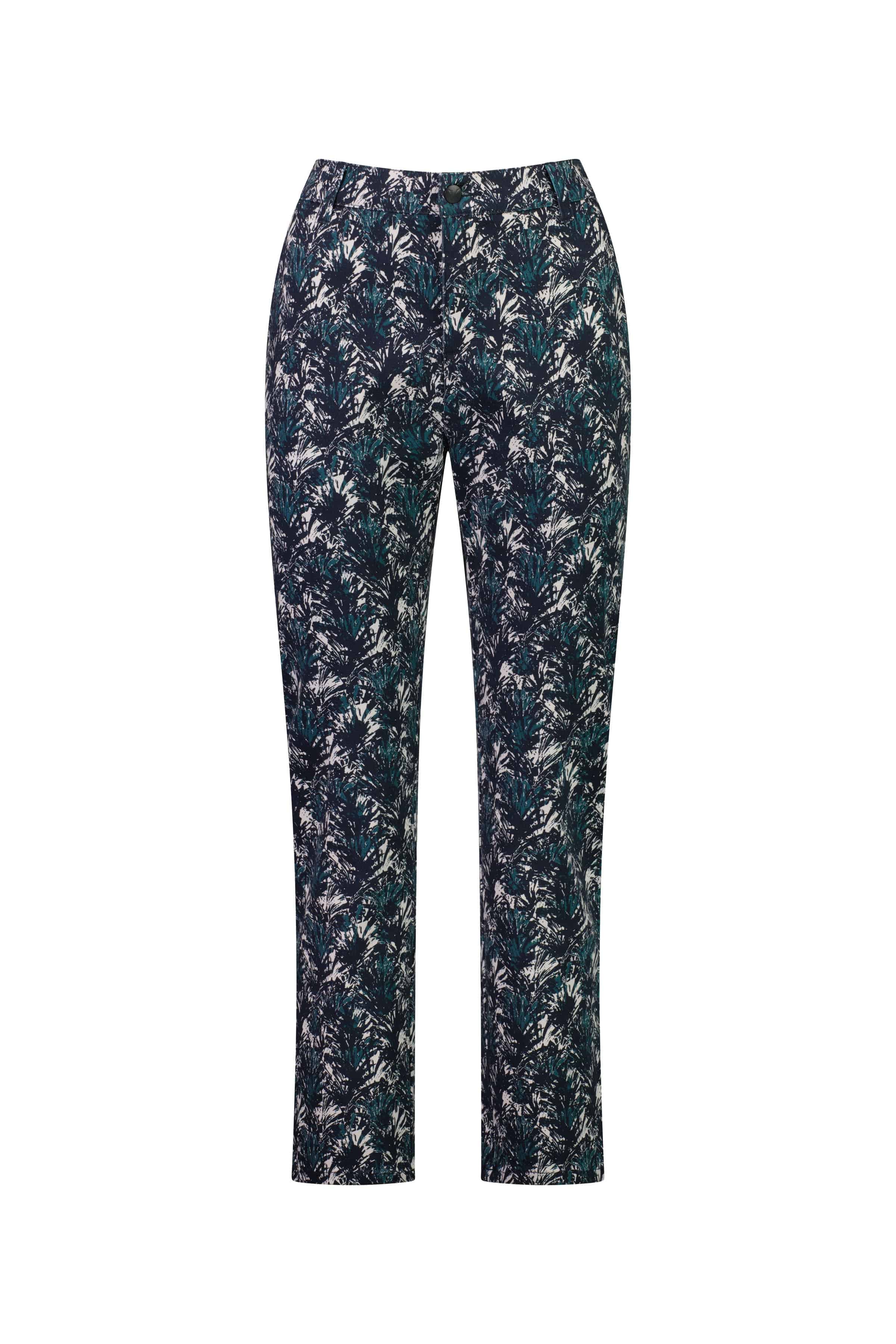 5985 Aspen - Slim Leg Ankle Grazer Printed Pant with Elastic Back Waist - Vassalli