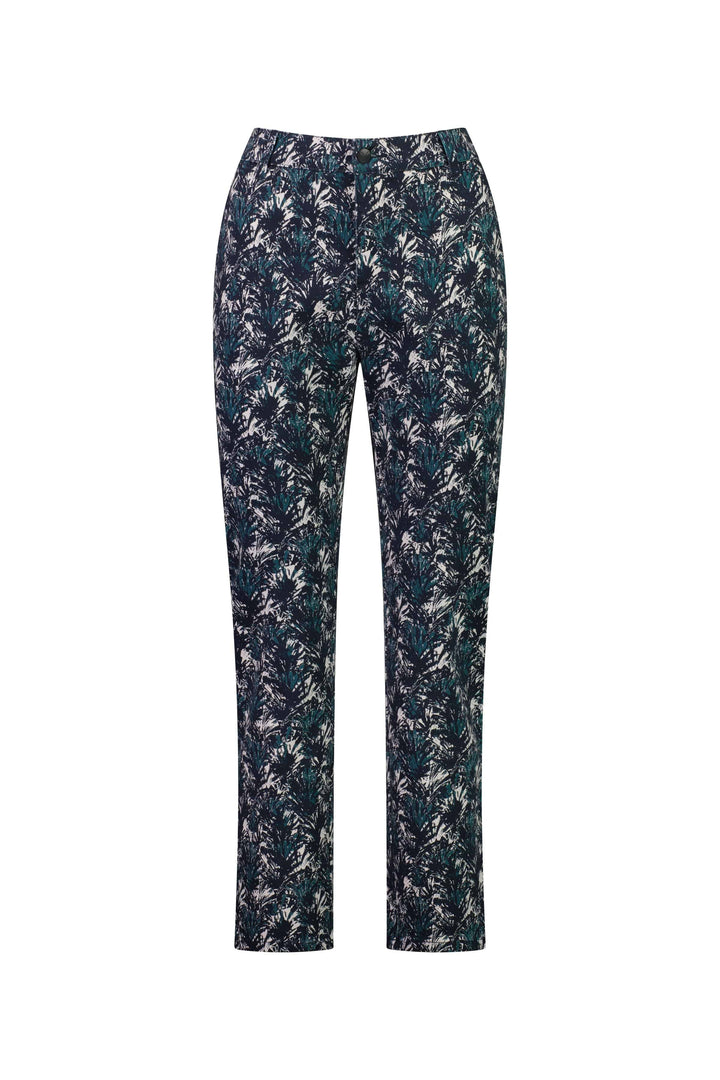 5985 Aspen - Slim Leg Ankle Grazer Printed Pant with Elastic Back Waist - Vassalli