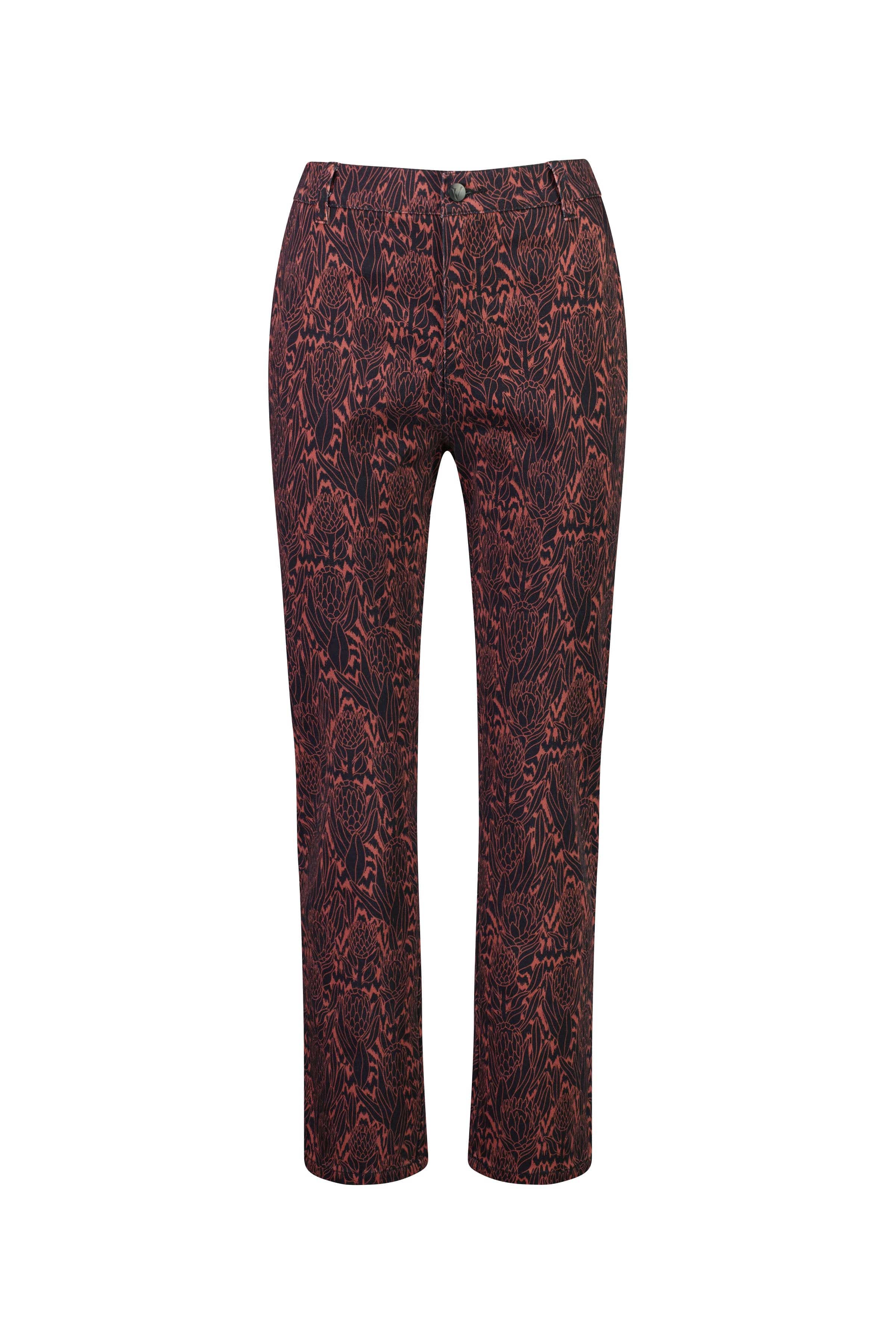 5985 Protea - Slim Leg Ankle Grazer Printed Pant with Elastic Back Waist - Vassalli