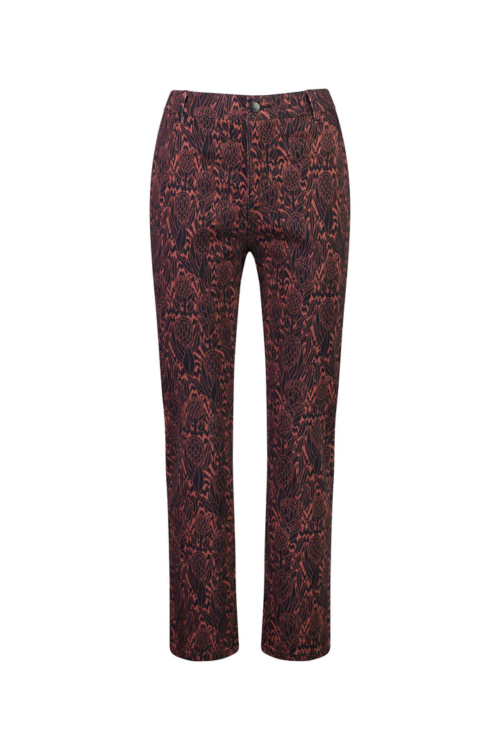 5985 Protea - Slim Leg Ankle Grazer Printed Pant with Elastic Back Waist - Vassalli