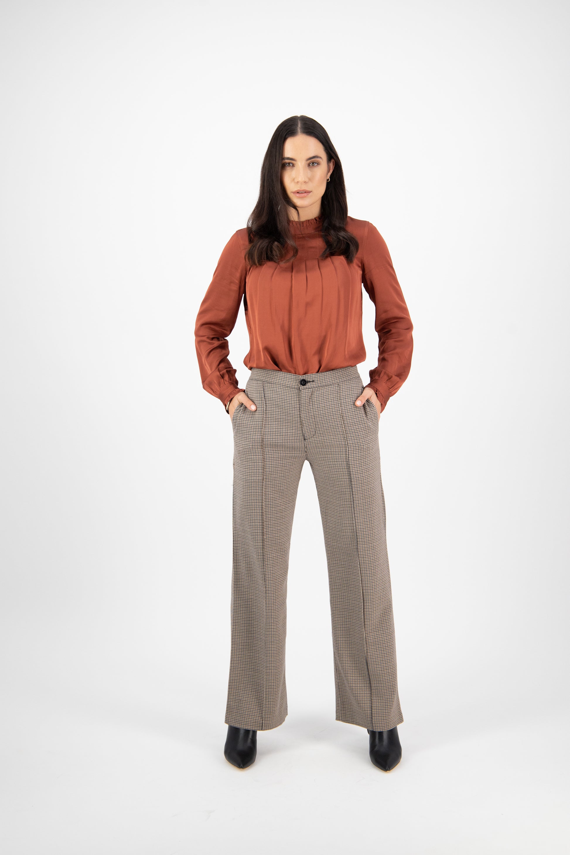 5987 Quinn - Wide Leg Full Length Dress Pant with Elastic Back Waistband - Vassalli