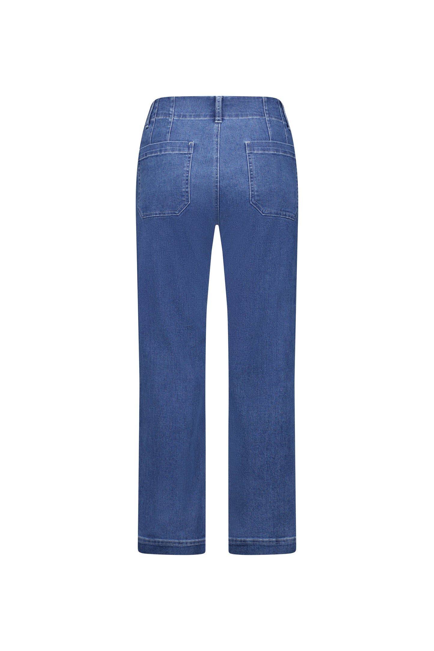 5995A Blue Hue - Straight Leg Ankle Grazer Jean with Front Patch Pockets - Vassalli