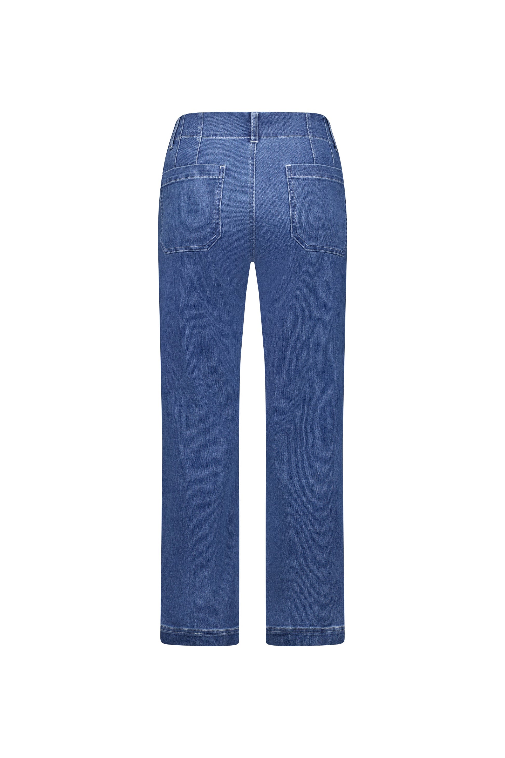 5995A Blue Hue - Straight Leg Ankle Grazer Jean with Front Patch Pockets - Vassalli