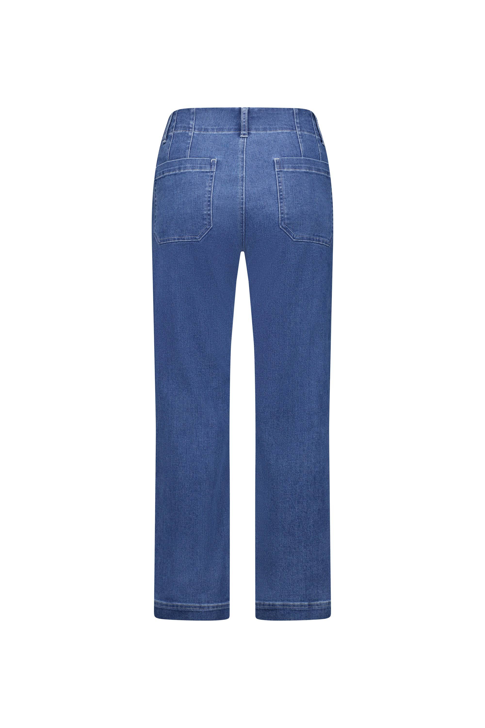 5995A Blue Hue - Straight Leg Ankle Grazer Jean with Front Patch Pockets - Vassalli