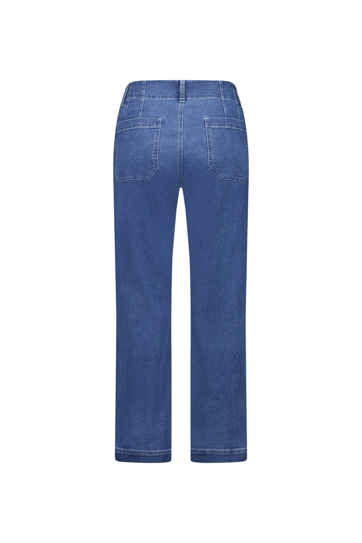 5995A Blue Hue - Straight Leg Ankle Grazer Jean with Front Patch Pockets - Vassalli