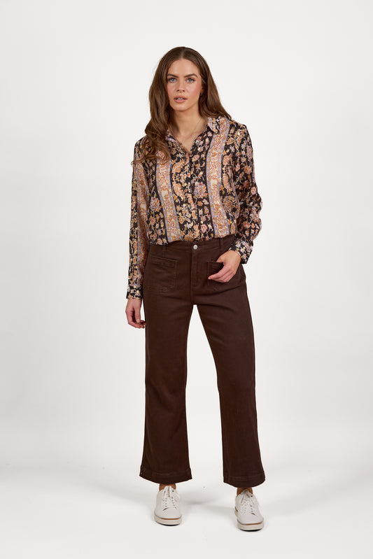 5995A Chocolate - Wide Leg Ankle Grazer Jean - Vassalli