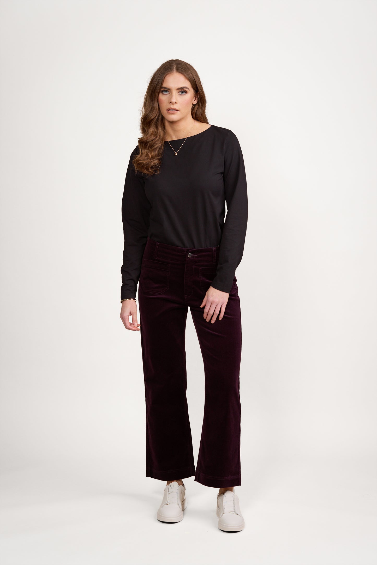 5995AM Mulberry - Wide Leg Ankle Grazer Pant - Vassalli