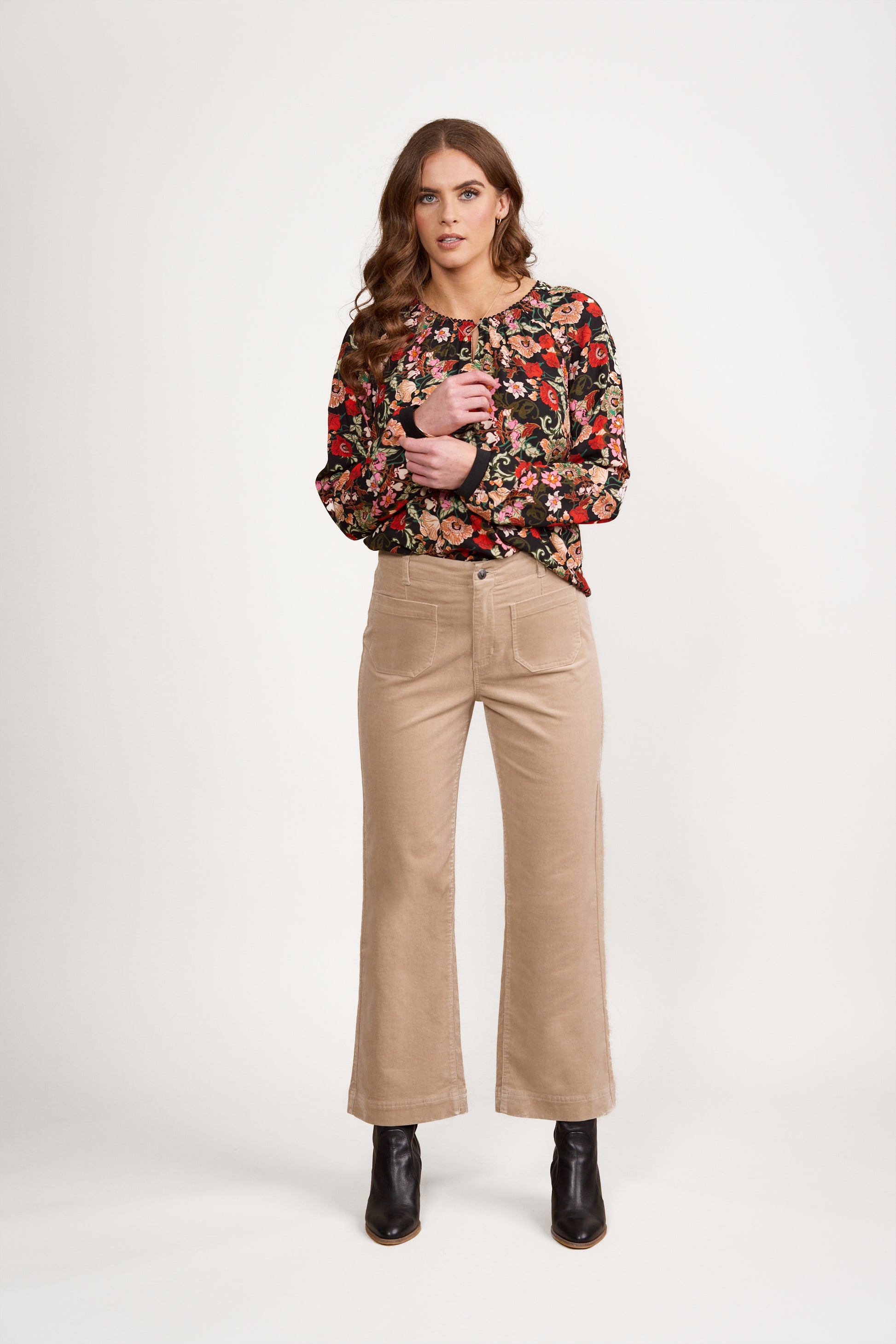 5995AM Oat - Wide Leg Ankle Grazer Pant - Vassalli