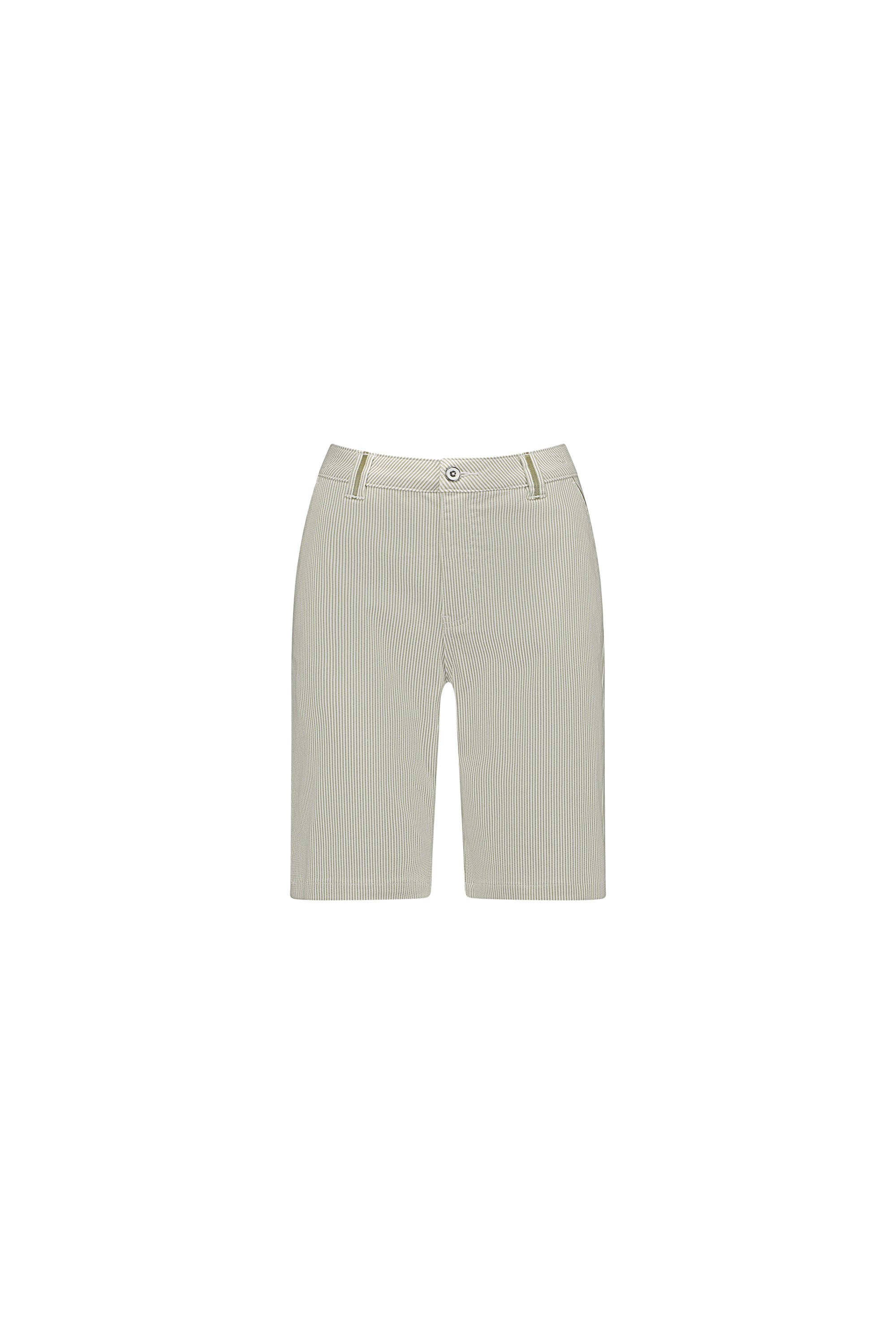 5998 Khaki Stripe - Slim Leg Above Knee Short with Contrast Trim - Vassalli