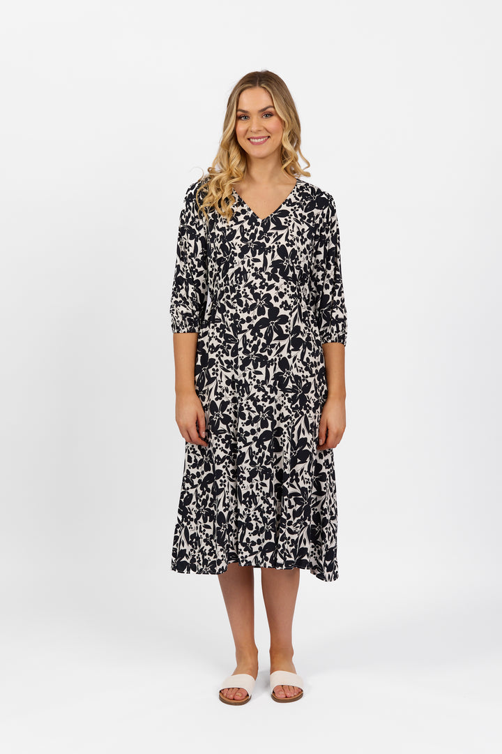 6105 Coco - V Neck Dress with Elbow Length Sleeve - Vassalli