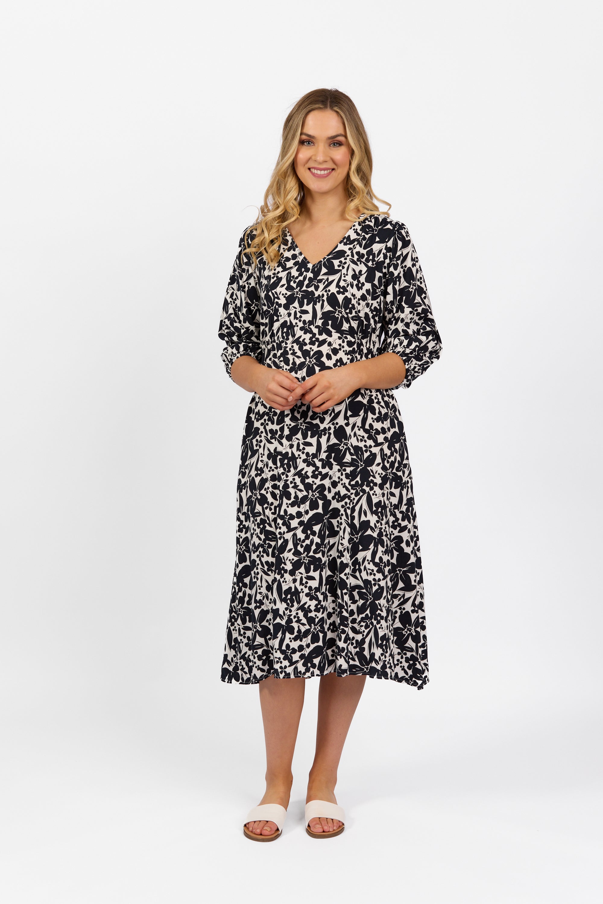 6105 Coco - V Neck Dress with Elbow Length Sleeve - Vassalli