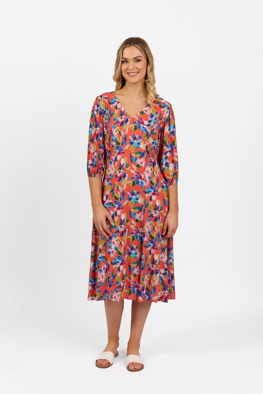 6105 Rio - V Neck Dress with Elbow Length Sleeve - Vassalli