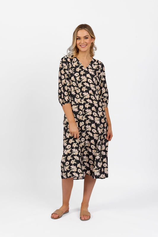 6105 Thea - V Neck Dress with Elbow Length Sleeve - Vassalli